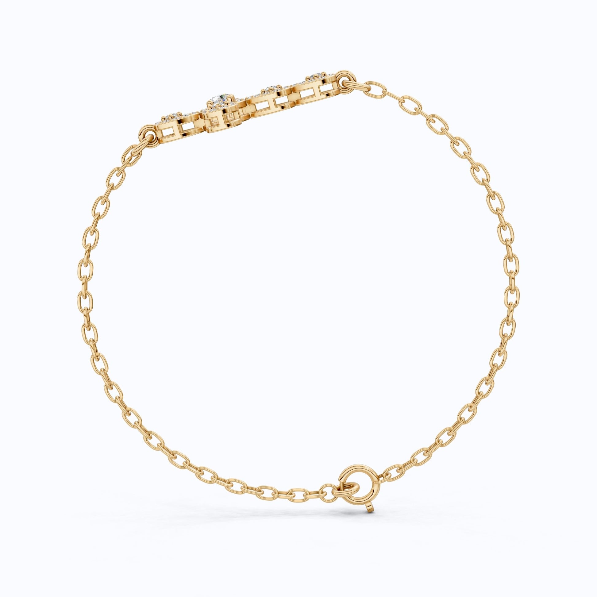 Dainty Cluster pear Halo cross Chain bracelet in 14K Solid Gold, 0.40 Round Cut Lab Created Diamonds, Vintage Gift for Her, Bridal Jewelry - Shoora Designs