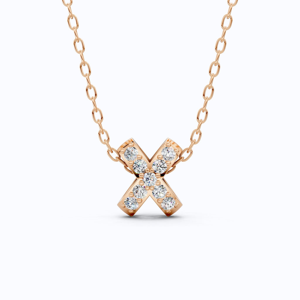 Dainty Criss - Cross X Pendant Necklace in Lab Grown Diamond - 14k Solid Gold, Birthday Gift for Women, - Shoora Designs