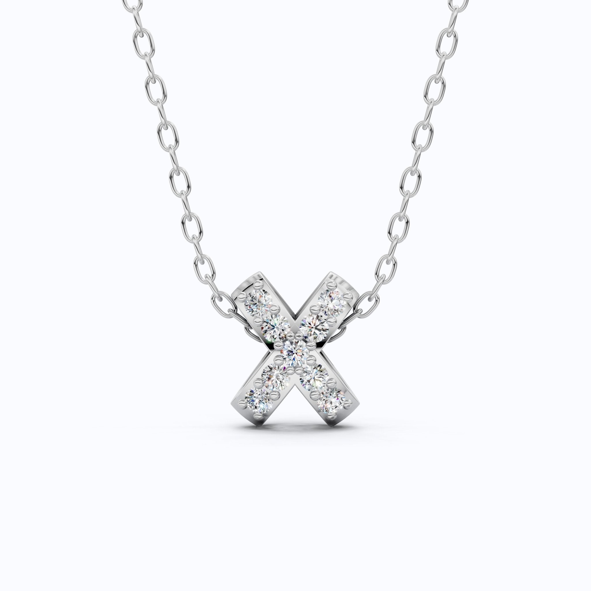 Dainty Criss - Cross X Pendant Necklace in Lab Grown Diamond - 14k Solid Gold, Birthday Gift for Women, - Shoora Designs