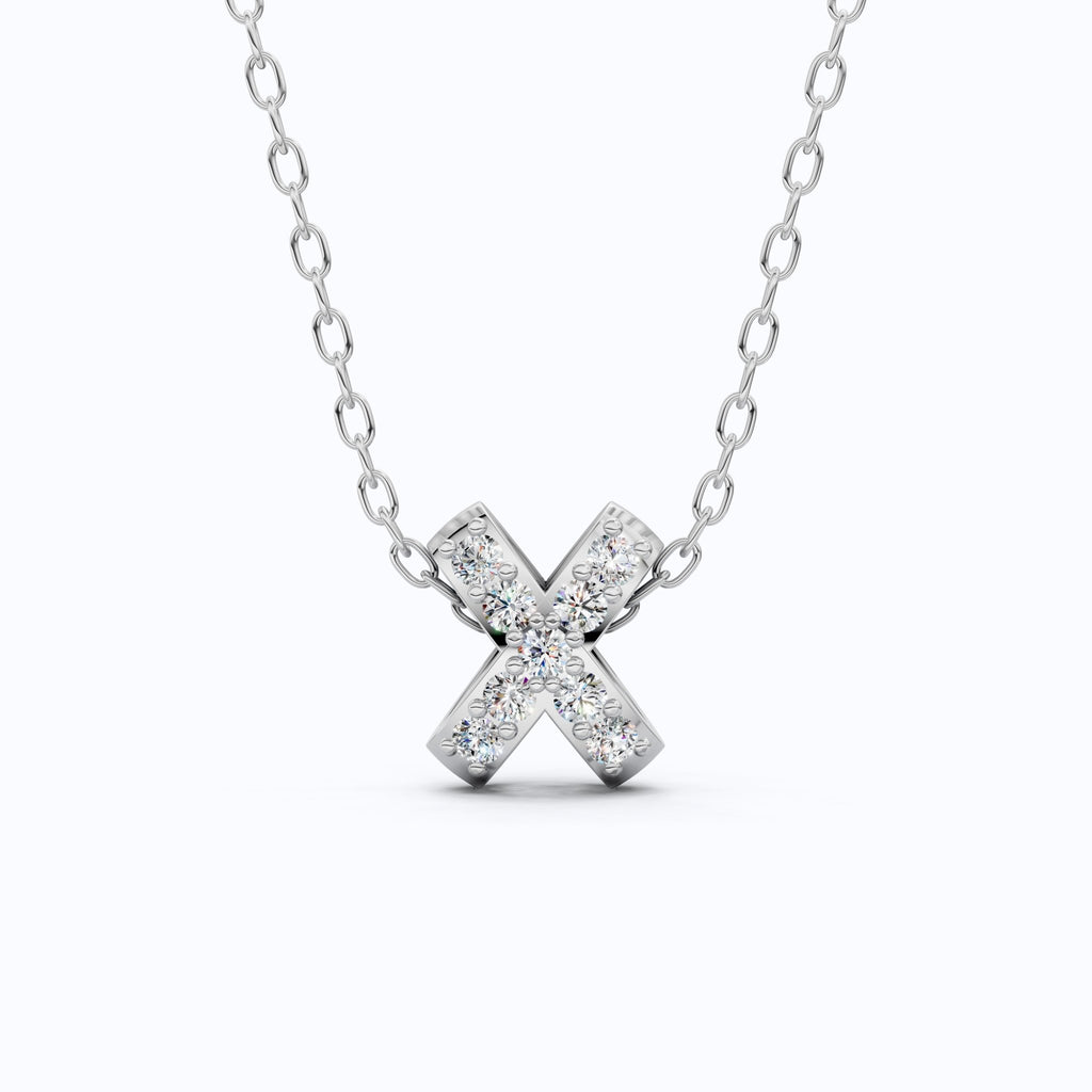 Dainty Criss - Cross X Pendant Necklace in Lab Grown Diamond - 14k Solid Gold, Birthday Gift for Women, - Shoora Designs