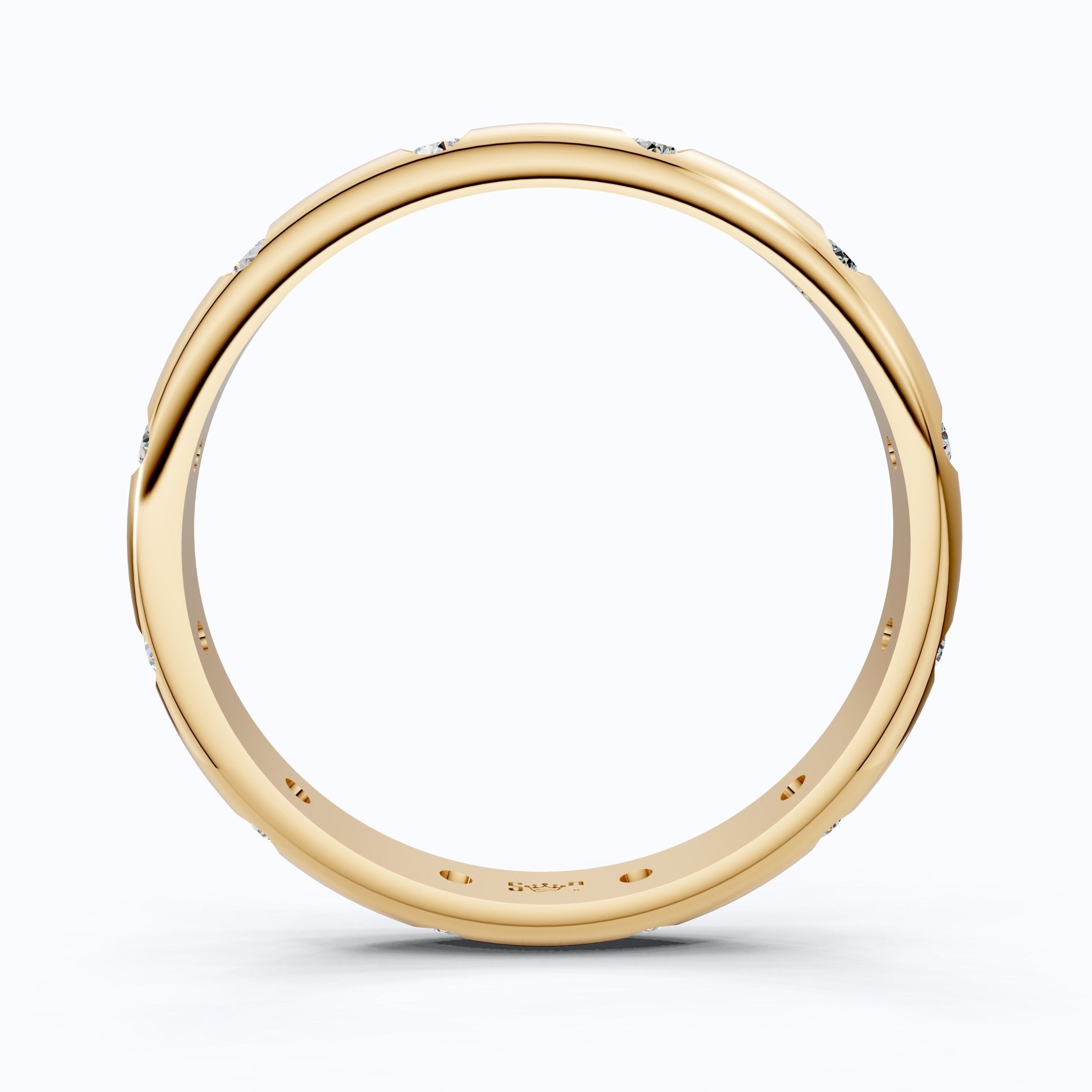 Dainty Diamond Accent Wedding Band in 14K Solid Gold, 0.18 TCW Round Cut Lab Created Diamonds, Anniversary Jewelry, Gift For Her, Simple Band - Shoora Designs