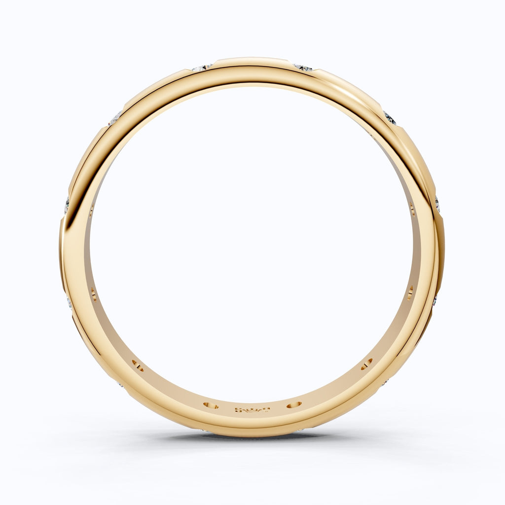 Dainty Diamond Accent Wedding Band in 14K Solid Gold, 0.18 TCW Round Cut Lab Created Diamonds, Anniversary Jewelry, Gift For Her, Simple Band - Shoora Designs