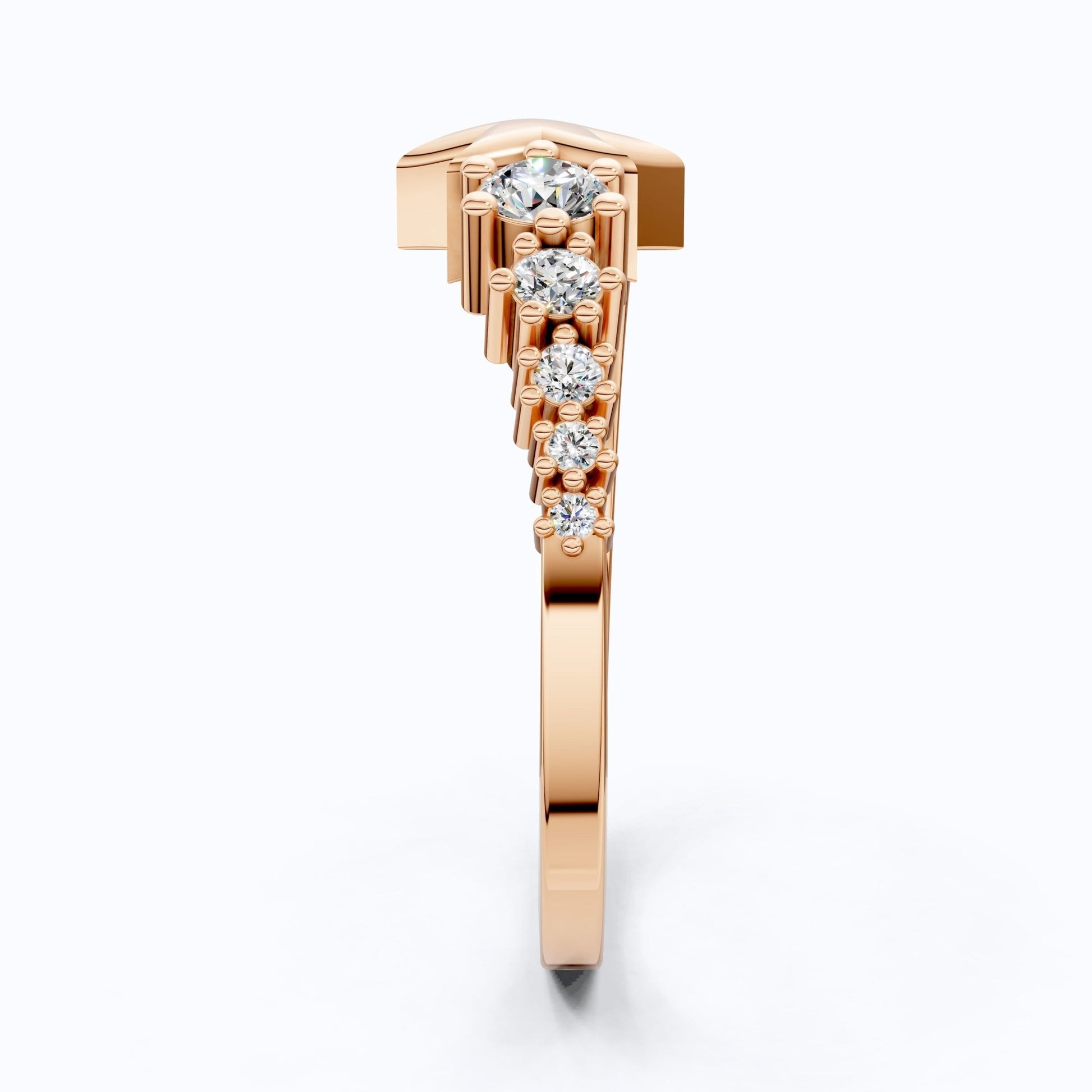 Dainty Five Star Antique Engagement Ring in 14K Solid Gold, 0.16 TCW Round Cut Lab Created Diamonds, Minimalist Promise Ring, Fashion Jewelry - Shoora Designs