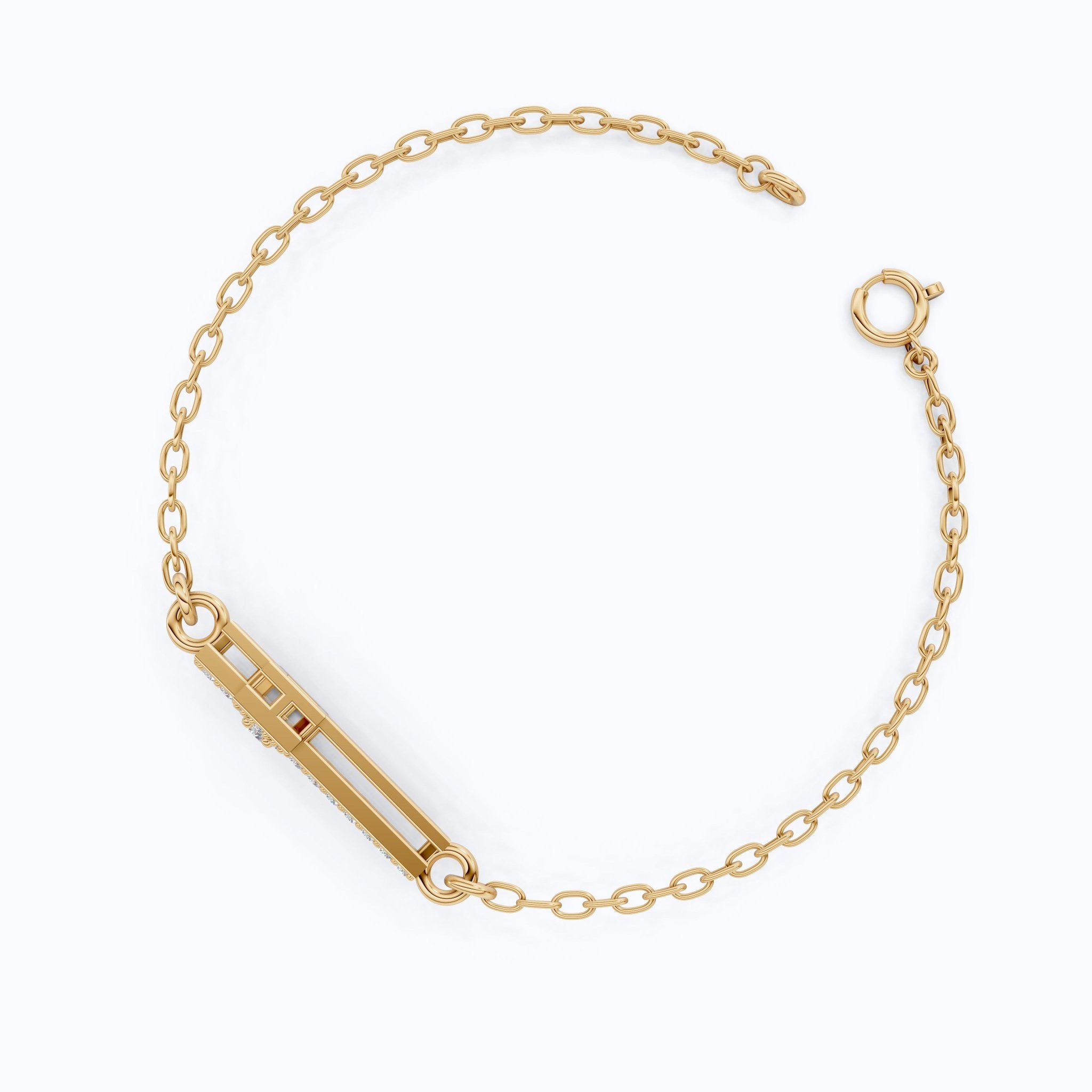 Dainty open cross bar Chain bracelet in 14K Solid Gold, 0.15 TCW Round Cut Lab Created Diamonds, Minimalist Bracelet, Wedding Gift for Her - Shoora Designs
