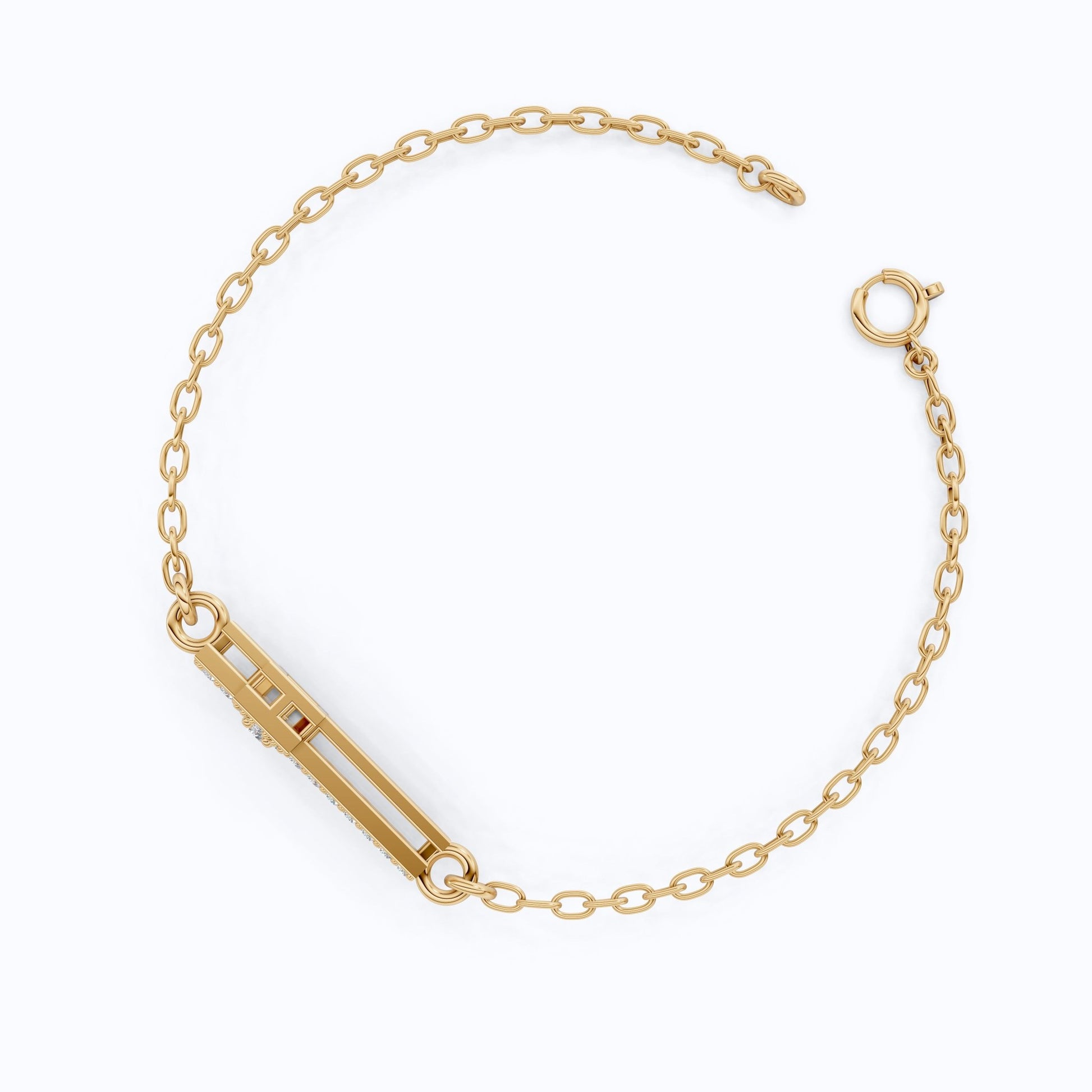 Dainty open cross bar Chain bracelet in 14K Solid Gold, 0.15 TCW Round Cut Lab Created Diamonds, Minimalist Bracelet, Wedding Gift for Her - Shoora Designs