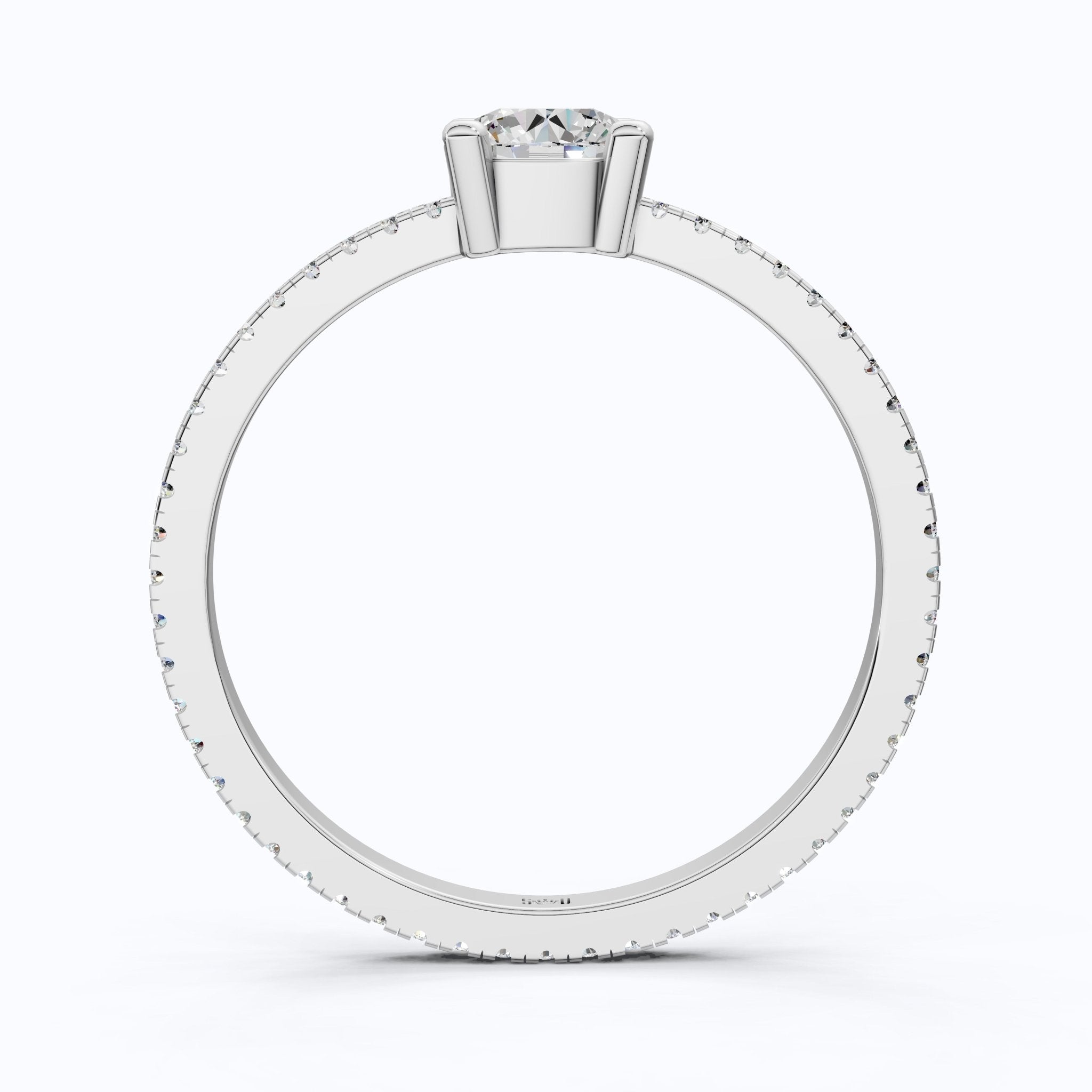 Dainty Pavé Solitaire Engagement Ring in 14K Solid Gold, 0.77 TCW Round Cut Lab Created Diamonds, Wedding Gift for Her, Daily Wear Ring - Shoora Designs