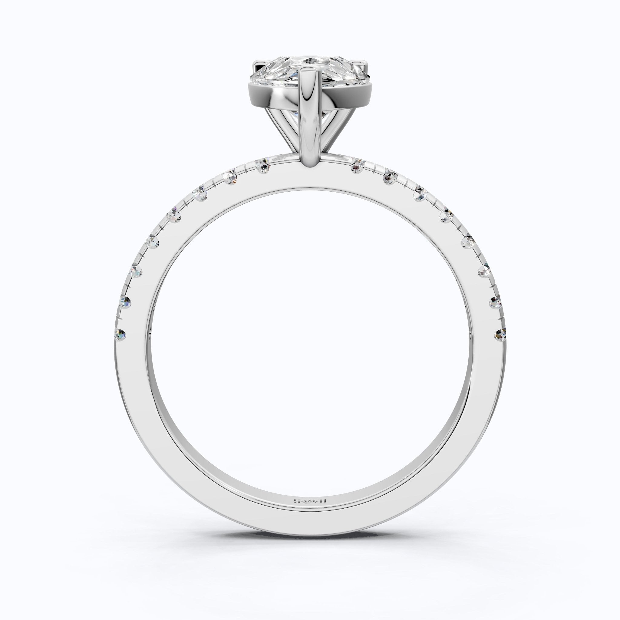 Dainty Pear Solitaire Pavé Engagement Ring in 14K Solid Gold, 1.50 CT Pear Cut Lab Grown Diamond, Proposal Jewelry, Anniversary Gift For Her - Shoora Designs