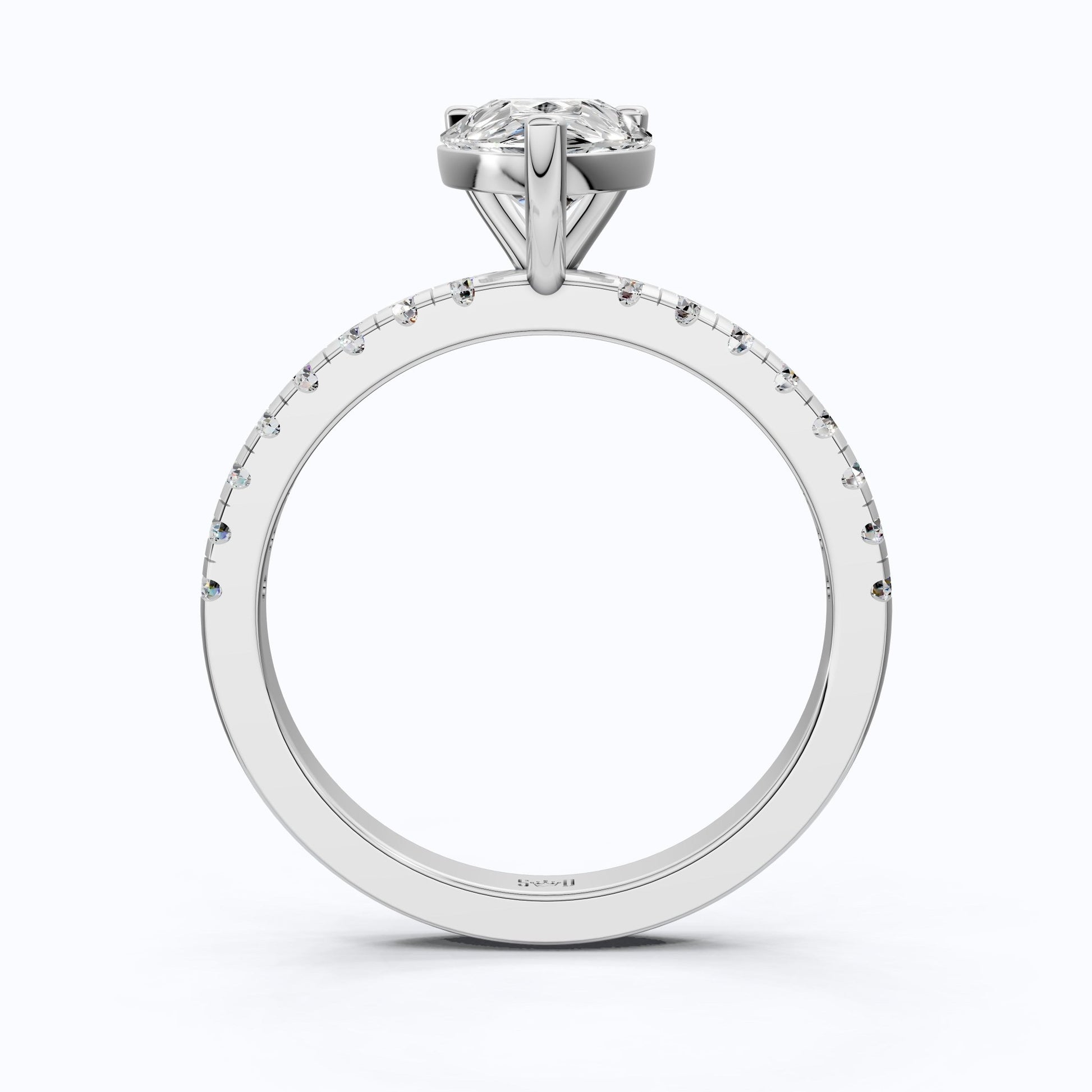 Dainty Pear Solitaire Pavé Engagement Ring in 14K Solid Gold, 1.50 CT Pear Cut Lab Grown Diamond, Proposal Jewelry, Anniversary Gift For Her - Shoora Designs