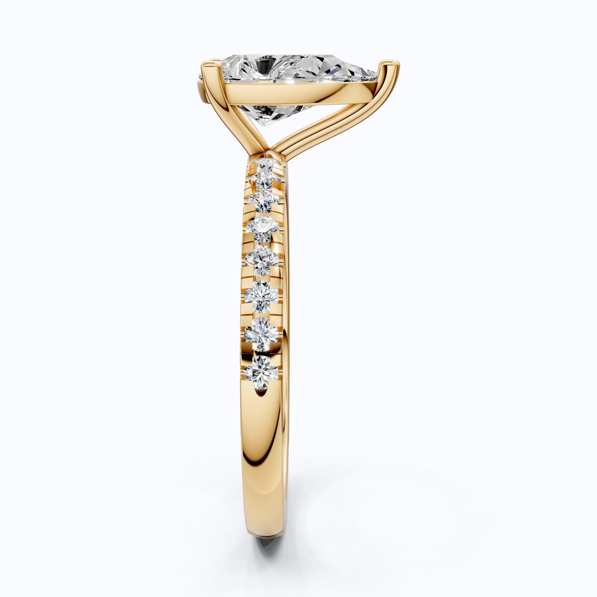 Dainty Pear Solitaire Pavé Engagement Ring in 14K Solid Gold, 1.50 CT Pear Cut Lab Grown Diamond, Proposal Jewelry, Anniversary Gift For Her - Shoora Designs