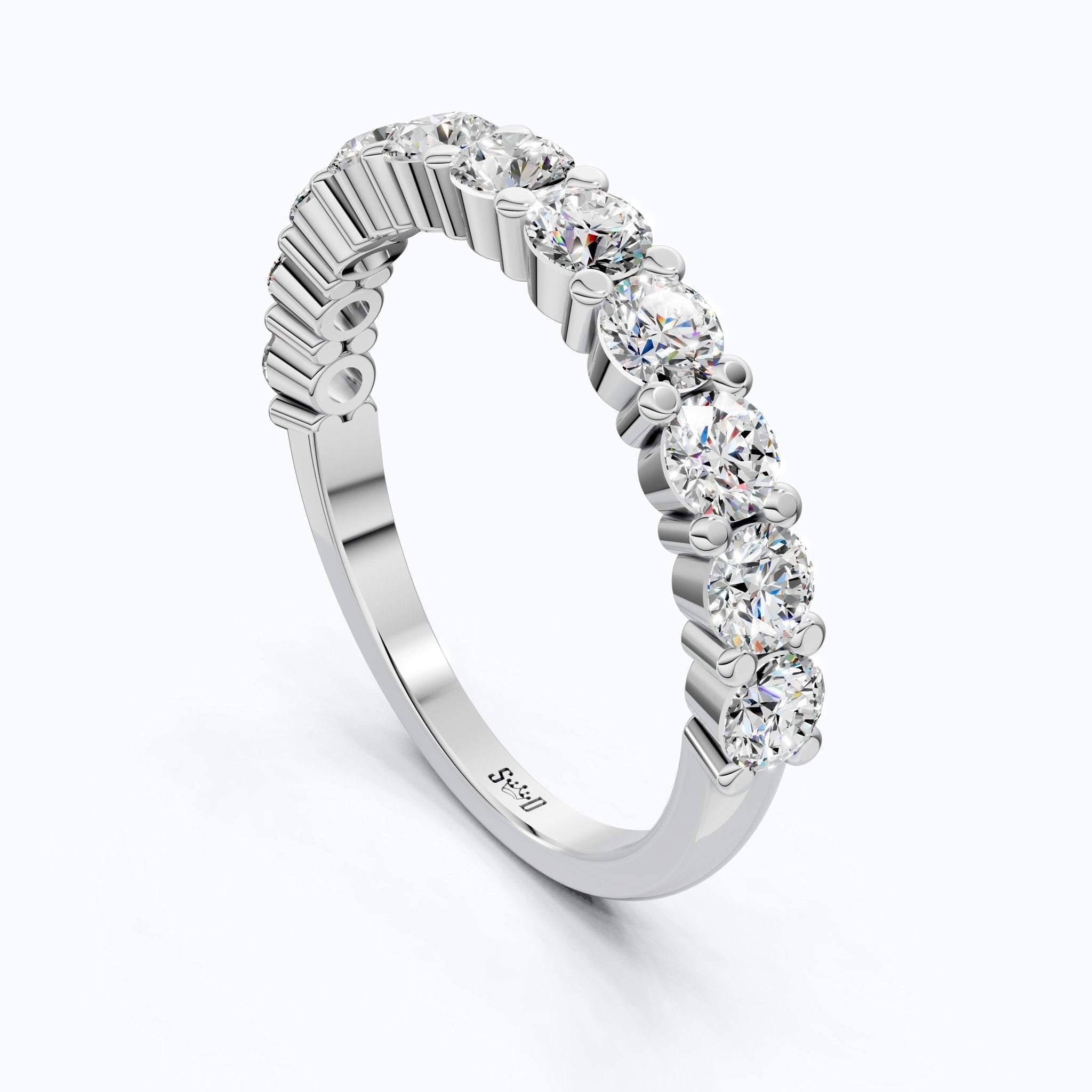 Dainty Prong Set Diamond Wedding Band in 14K Solid Gold, 1.10 TCW Round Cut Lab Grown Diamonds, Bridal Gift, Promise Jewelry - Shoora Designs