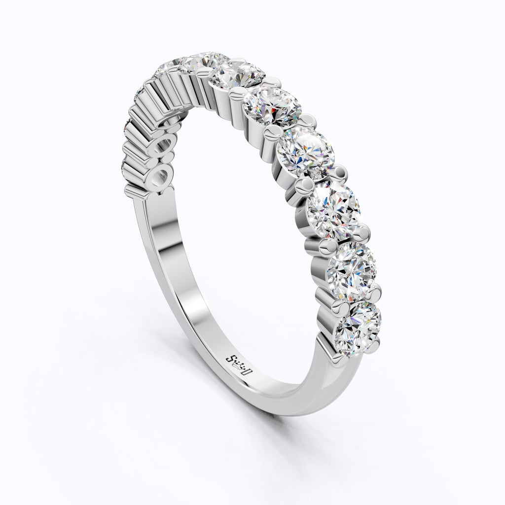 Dainty Prong Set Diamond Wedding Band in 14K Solid Gold, 1.10 TCW Round Cut Lab Grown Diamonds, Bridal Gift, Promise Jewelry - Shoora Designs