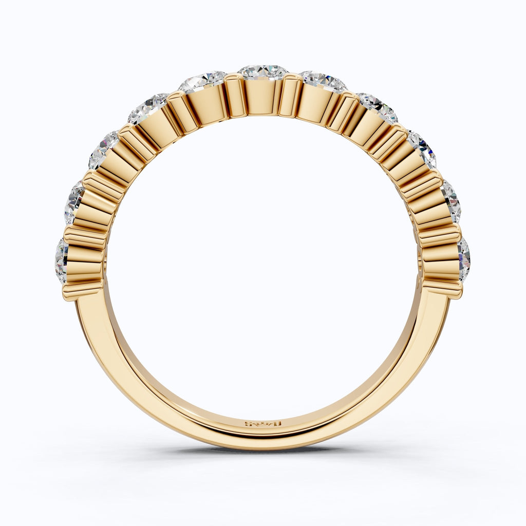 Dainty Prong Set Diamond Wedding Band in 14K Solid Gold, 1.10 TCW Round Cut Lab Grown Diamonds, Bridal Gift, Promise Jewelry - Shoora Designs