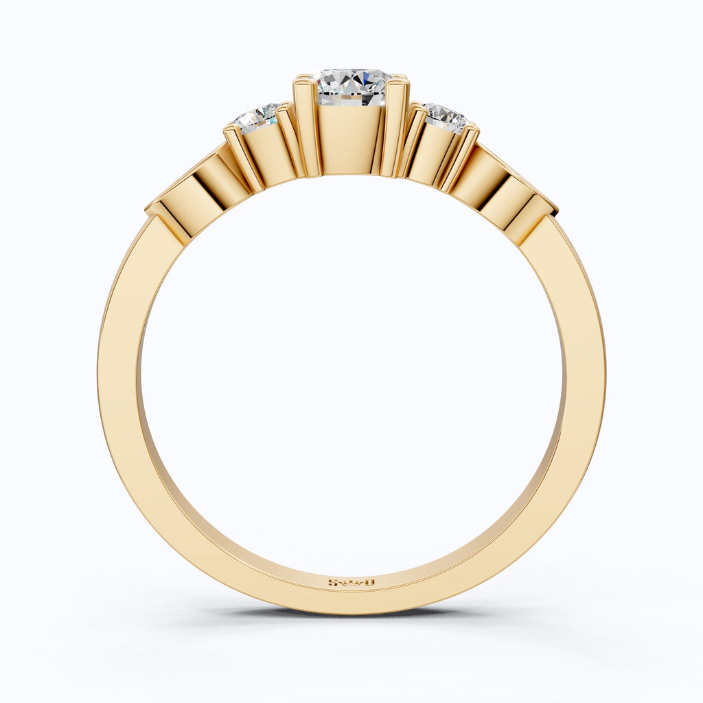 Dainty Round Cluster Casual Engagement Ring in 14K Solid Gold, 0.47 TCW Round Cut Lab Created Diamonds, Birthday Gift For Her, Daily Wear Ring - Shoora Designs
