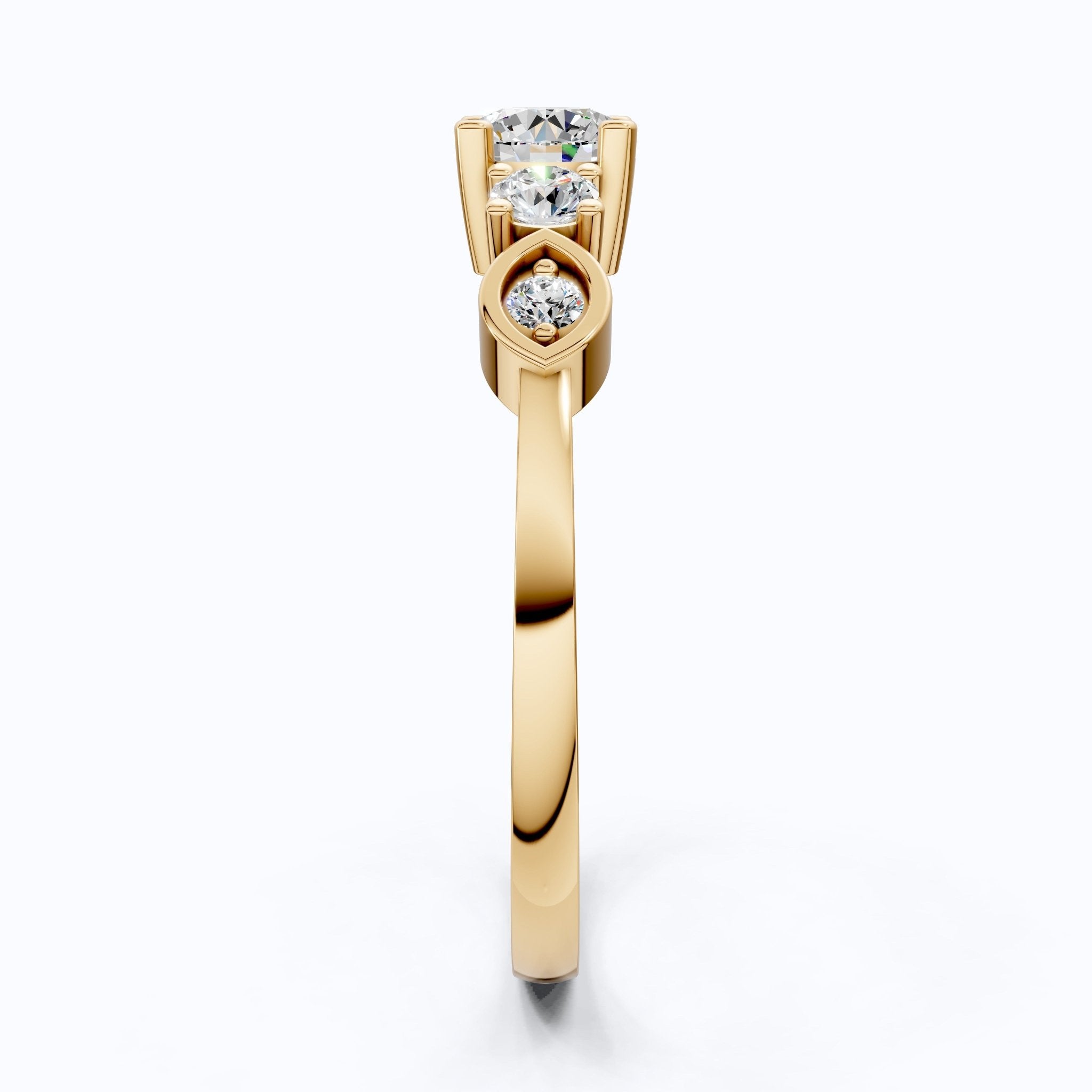 Dainty Round Cluster Casual Engagement Ring in 14K Solid Gold, 0.47 TCW Round Cut Lab Created Diamonds, Birthday Gift For Her, Daily Wear Ring - Shoora Designs