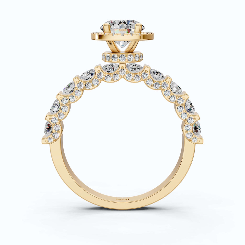 Dazzling Halo Style Engagement Ring in 14K Solid Gold, 2.42 TCW Round Cut Lab Created Diamonds, Wedding Gift for Her, Bridal Jewelry - Shoora Designs