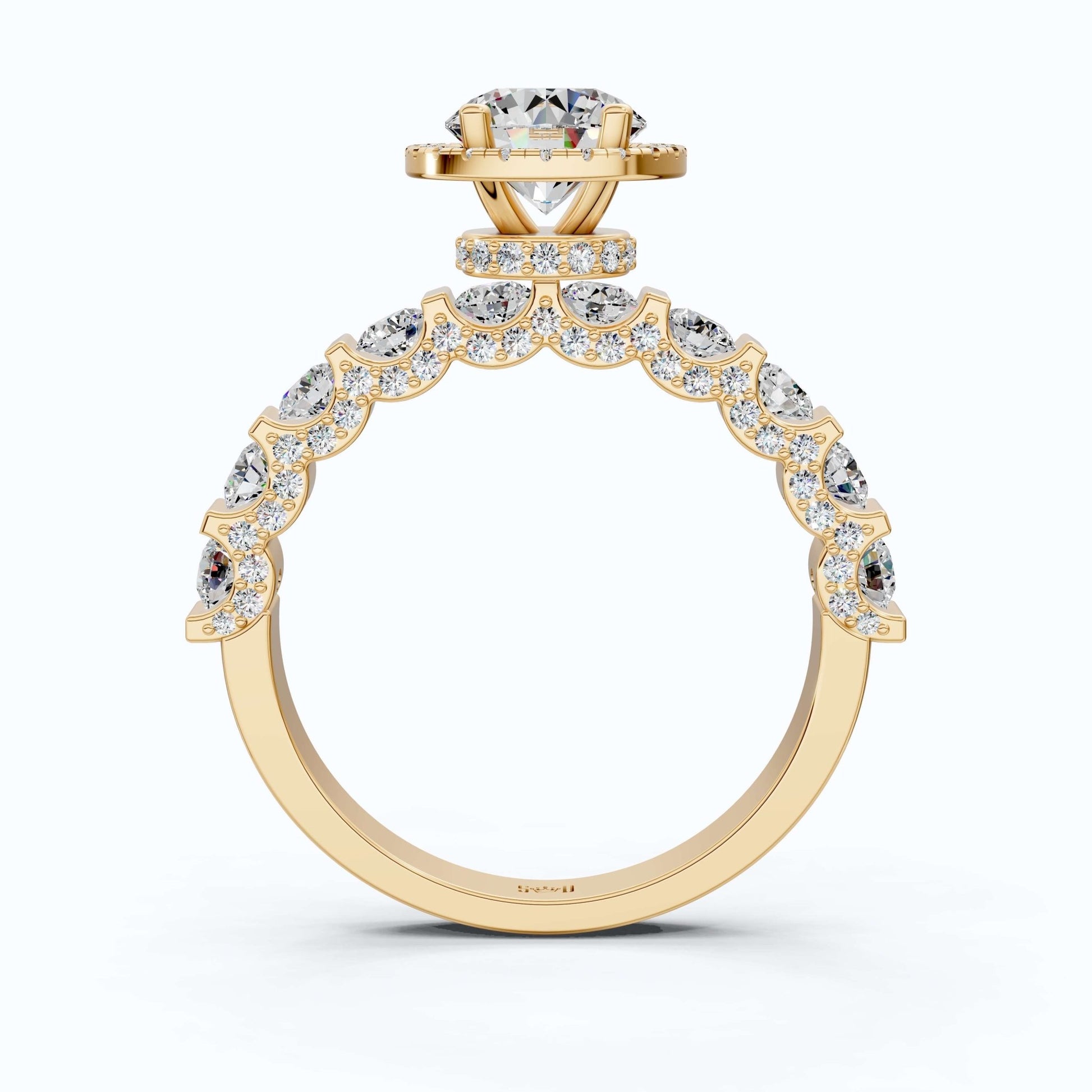 Dazzling Halo Style Engagement Ring in 14K Solid Gold, 2.42 TCW Round Cut Lab Created Diamonds, Wedding Gift for Her, Bridal Jewelry - Shoora Designs