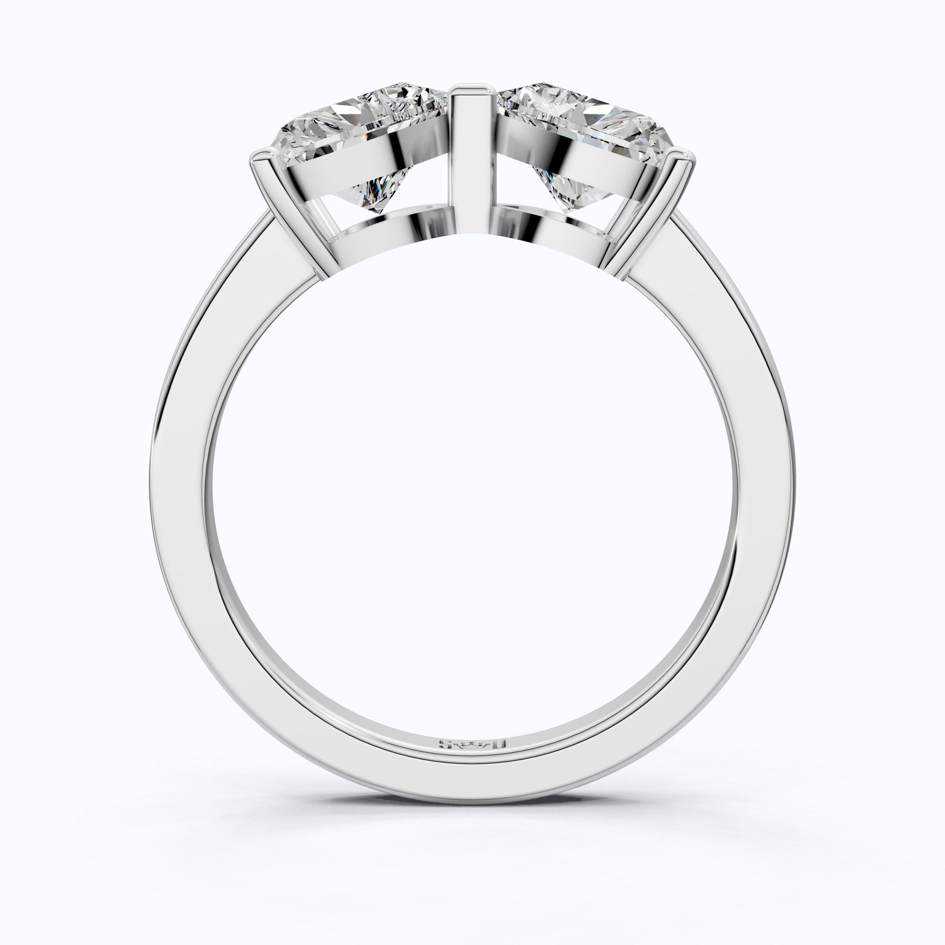 Delicate Bow Inspired Double Heart Engagement Ring in 14K Solid Gold, 1.50 TCW Heart Cut Lab Grown Diamonds, Anniversary Gift for Wife, Bridal Jewelry - Shoora Designs