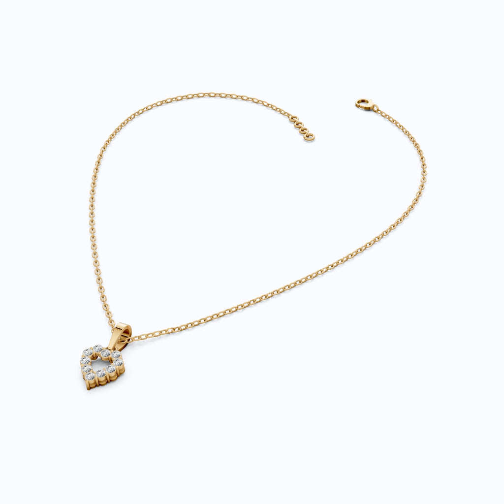 Delicate Open Heart Pendant with Sparkling Stones Everyday Pendant in 14K Solid Gold, Valentine's Day Gift, Everyday Handmade Jewelry - Shoora Designs