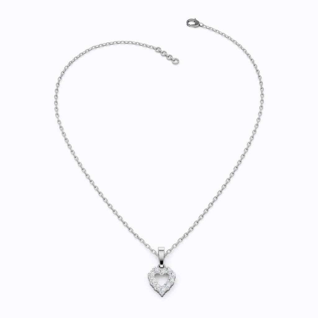 Delicate Open Heart Pendant with Sparkling Stones Everyday Pendant in 14K Solid Gold, Valentine's Day Gift, Everyday Handmade Jewelry - Shoora Designs