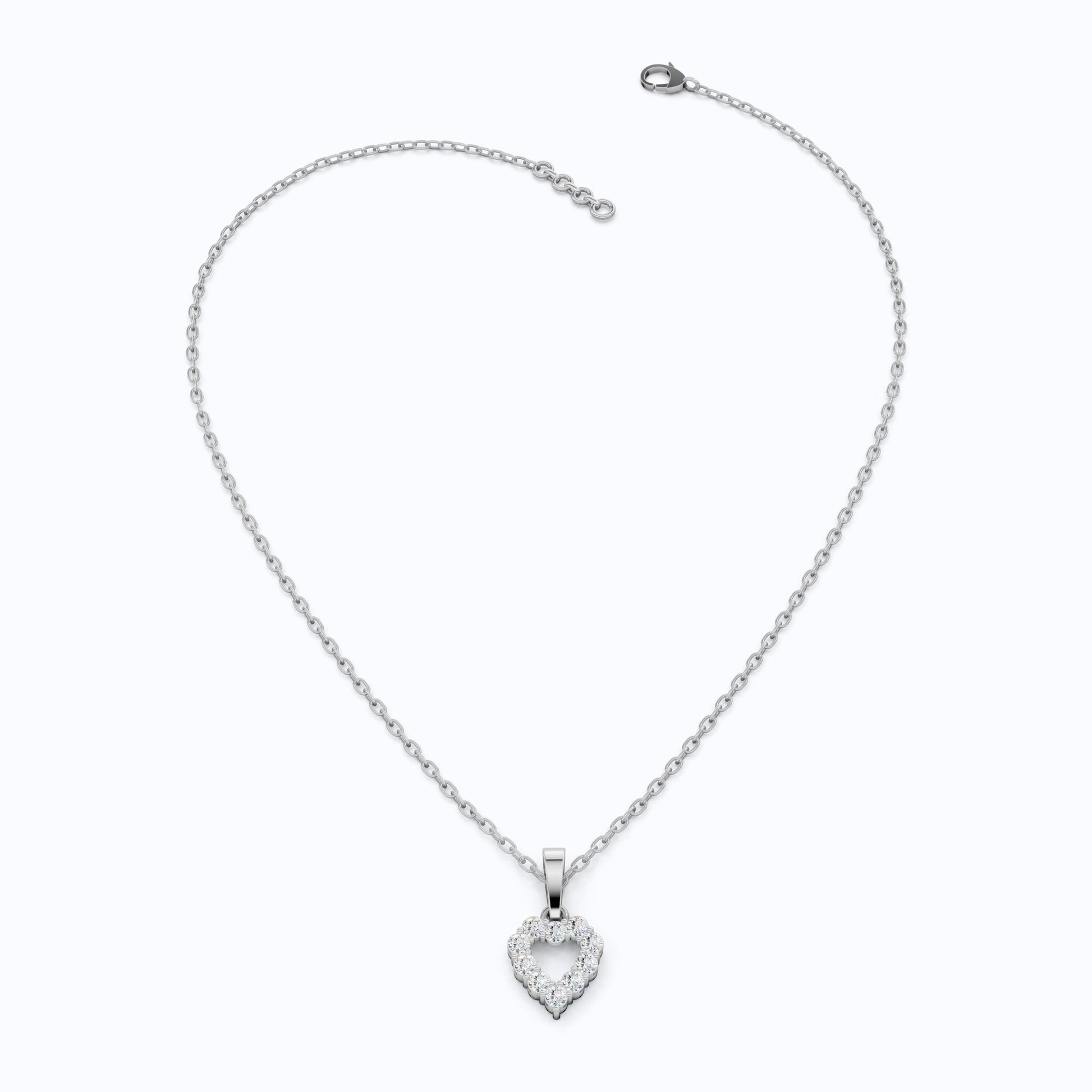 Delicate Open Heart Pendant with Sparkling Stones Everyday Pendant in 14K Solid Gold, Valentine's Day Gift, Everyday Handmade Jewelry - Shoora Designs