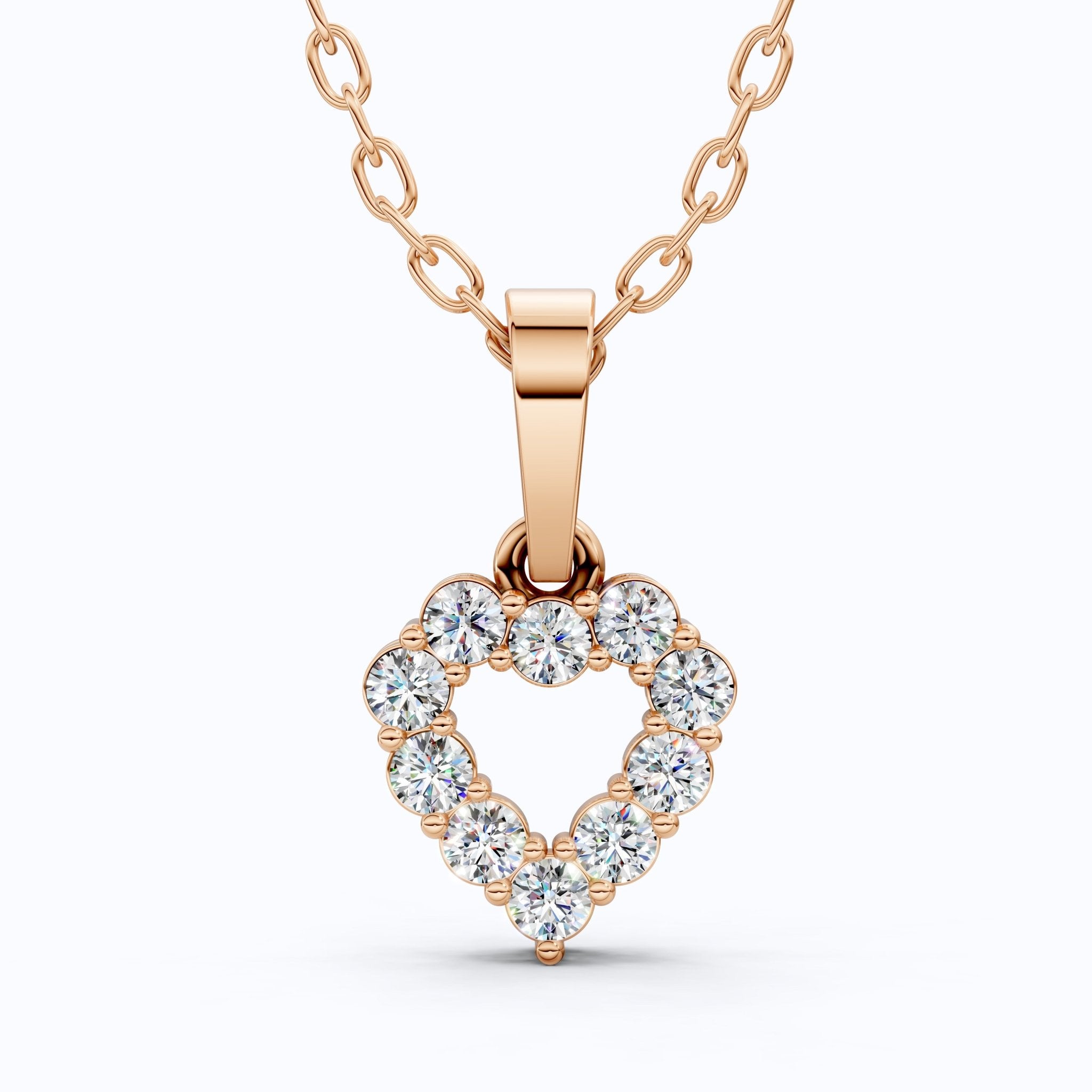 Delicate Open Heart Pendant with Sparkling Stones Everyday Pendant in 14K Solid Gold, Valentine's Day Gift, Everyday Handmade Jewelry - Shoora Designs