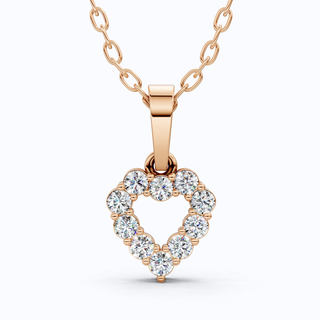 Delicate Open Heart Pendant with Sparkling Stones Everyday Pendant in 14K Solid Gold, Valentine's Day Gift, Everyday Handmade Jewelry - Shoora Designs