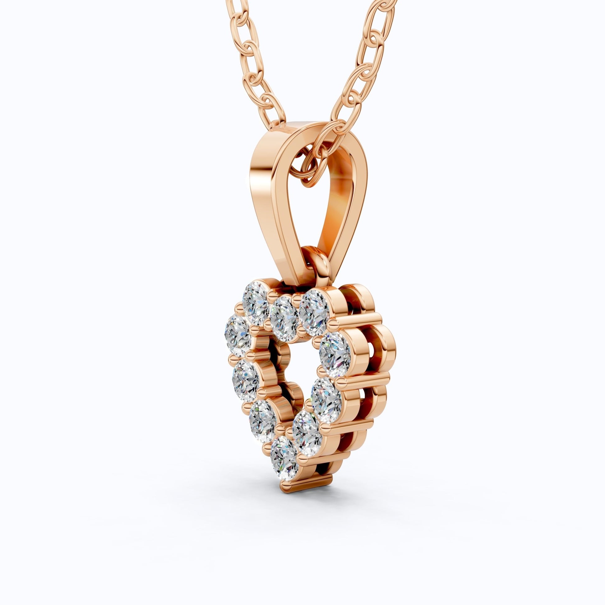 Delicate Open Heart Pendant with Sparkling Stones Everyday Pendant in 14K Solid Gold, Valentine's Day Gift, Everyday Handmade Jewelry - Shoora Designs