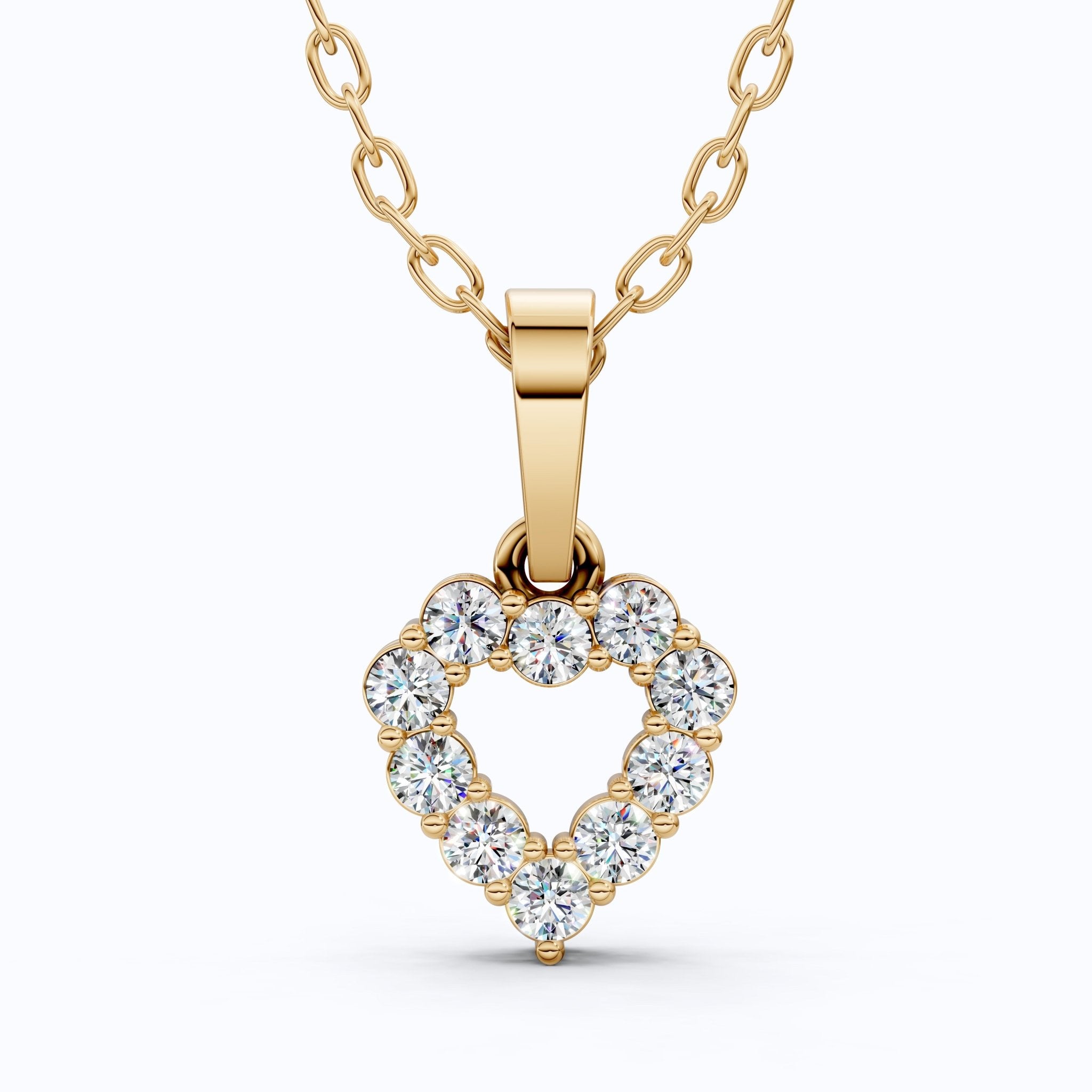 Delicate Open Heart Pendant with Sparkling Stones Everyday Pendant in 14K Solid Gold, Valentine's Day Gift, Everyday Handmade Jewelry - Shoora Designs