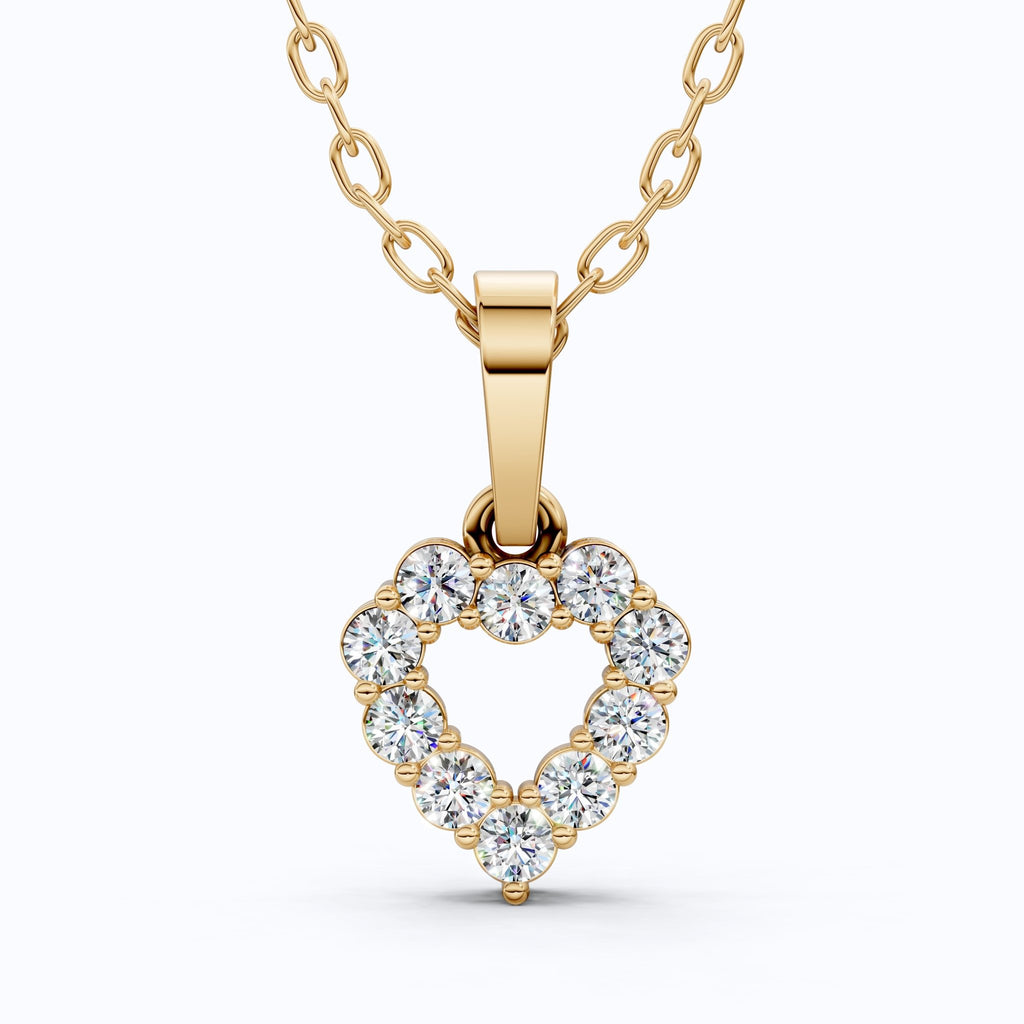 Delicate Open Heart Pendant with Sparkling Stones Everyday Pendant in 14K Solid Gold, Valentine's Day Gift, Everyday Handmade Jewelry - Shoora Designs