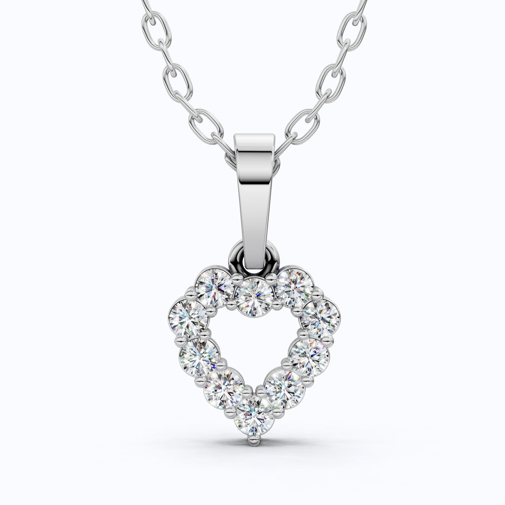 Delicate Open Heart Pendant with Sparkling Stones Everyday Pendant in 14K Solid Gold, Valentine's Day Gift, Everyday Handmade Jewelry - Shoora Designs