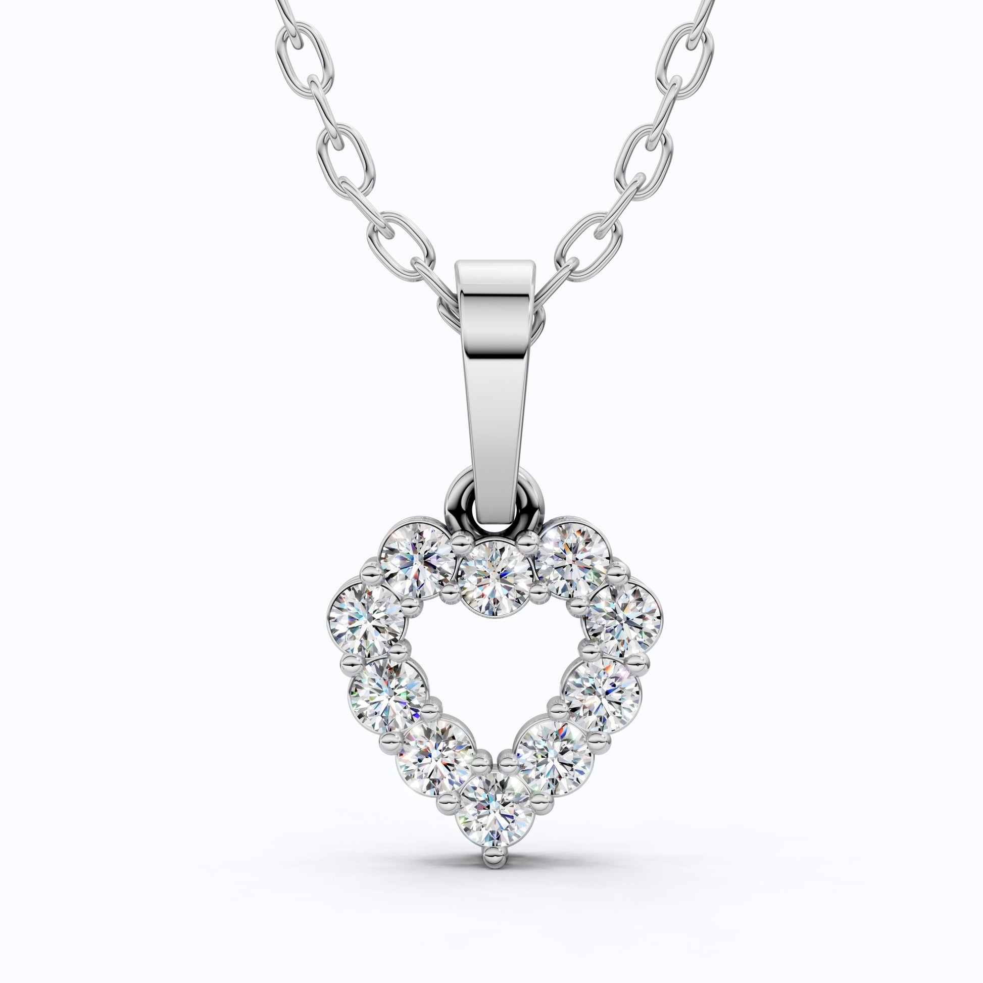 Delicate Open Heart Pendant with Sparkling Stones Everyday Pendant in 14K Solid Gold, Valentine's Day Gift, Everyday Handmade Jewelry - Shoora Designs