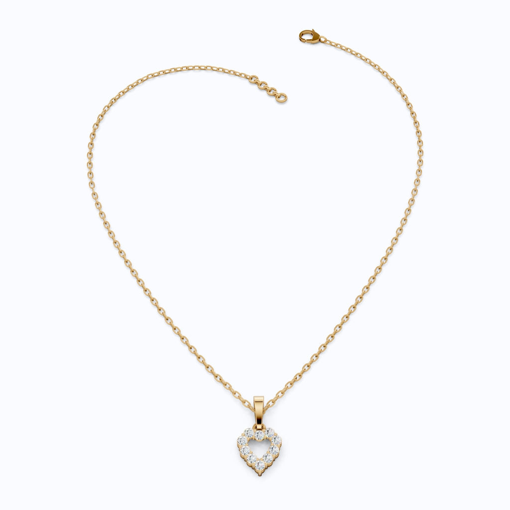 Delicate Open Heart Pendant with Sparkling Stones Everyday Pendant in 14K Solid Gold, Valentine's Day Gift, Everyday Handmade Jewelry - Shoora Designs