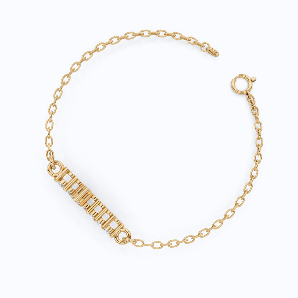 Delicate Round Cross Chain Bracelet in 14K Solid Gold, 0.38 TCW Round Cut Lab Brown Diamonds, Everyday Bracelet, Wedding Gift for Her - Shoora Designs