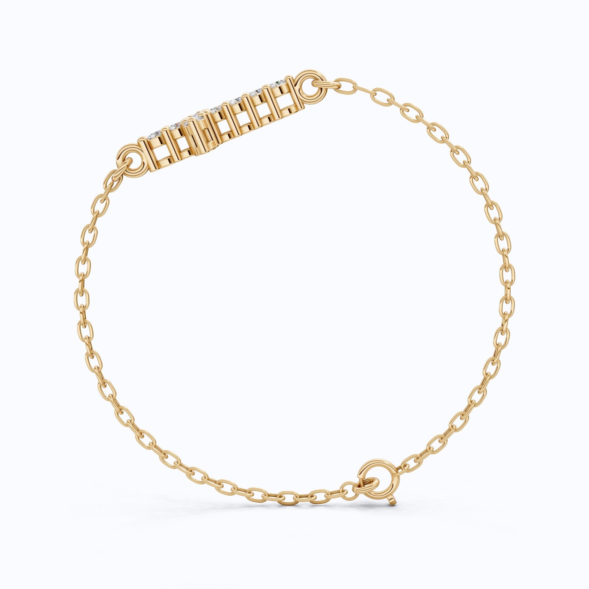 Delicate Round Cross Chain Bracelet in 14K Solid Gold, 0.38 TCW Round Cut Lab Brown Diamonds, Everyday Bracelet, Wedding Gift for Her - Shoora Designs