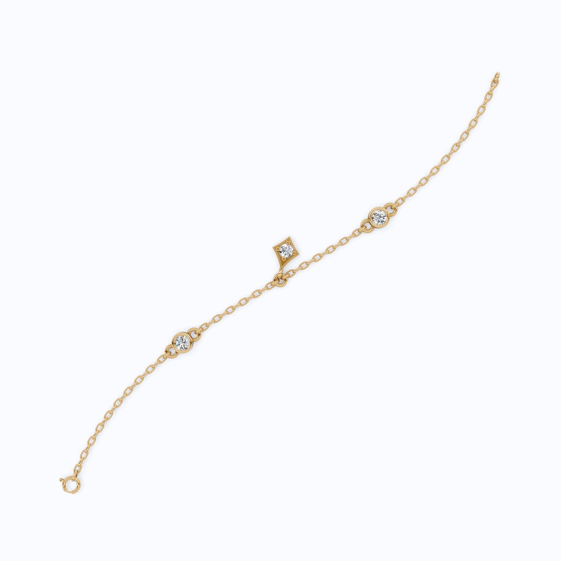 Diamond Charm Chain Bracelet in 14K Solid Gold, 0.81 TCW Round Cut Lab Created Diamonds, Dainty Gift for Women, Wedding Jewelry - Shoora Designs