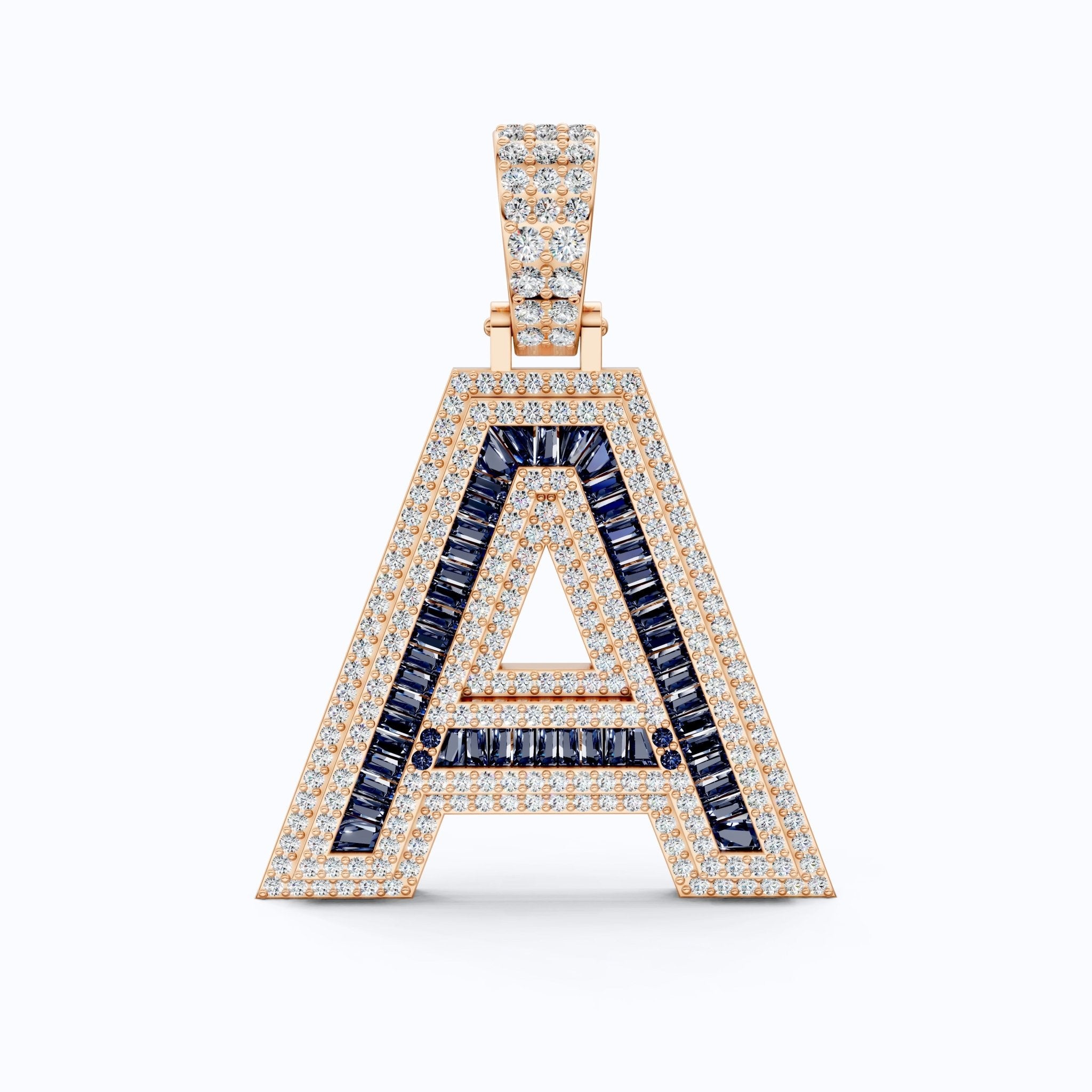 Double Layered Halo Gemstone Alphabet Pendant, Initial Jewelry - Shoora Designs