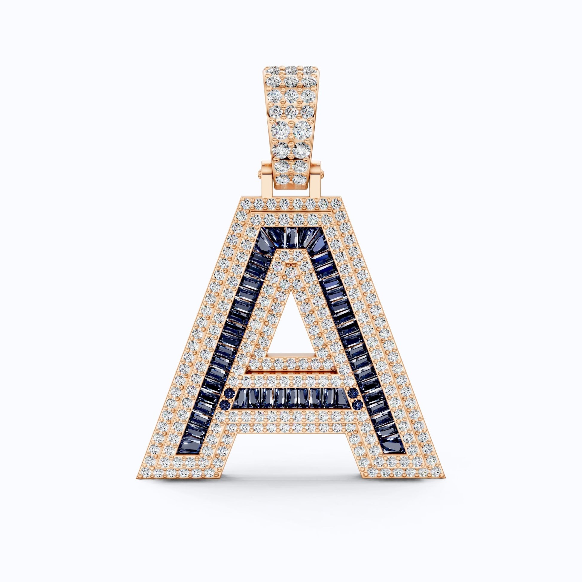 Double Layered Halo Gemstone Alphabet Pendant, Initial Jewelry - Shoora Designs