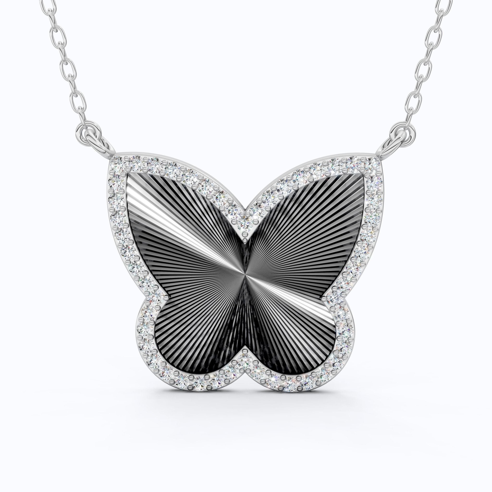 Elegant Bold Butterfly Everyday Pendant in 14k Solid Gold, 0.78 TCW Round Cut Lab Grown Diamonds, Birthday Gift for Fashion Lovers - Shoora Designs
