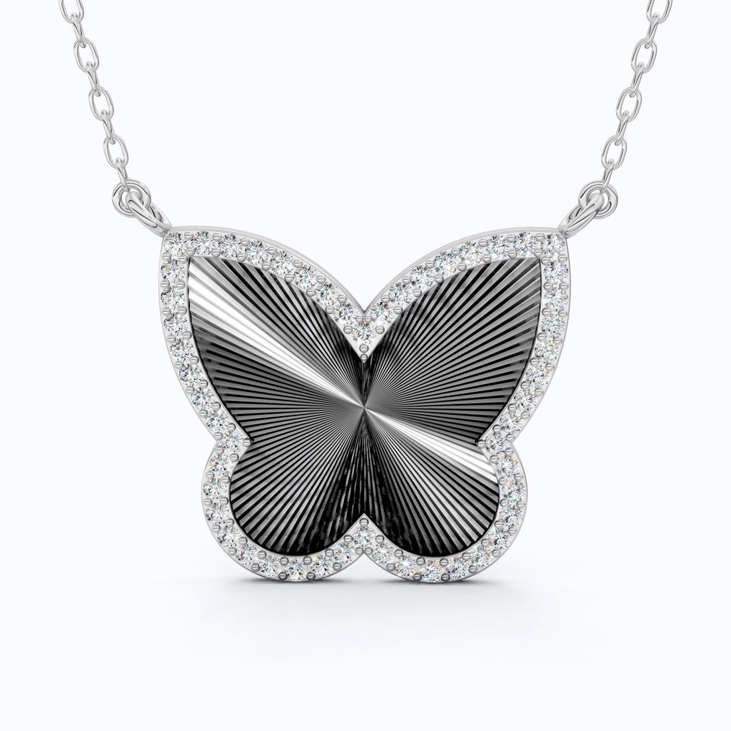 Elegant Bold Butterfly Everyday Pendant in 14k Solid Gold, 0.78 TCW Round Cut Lab Grown Diamonds, Birthday Gift for Fashion Lovers - Shoora Designs