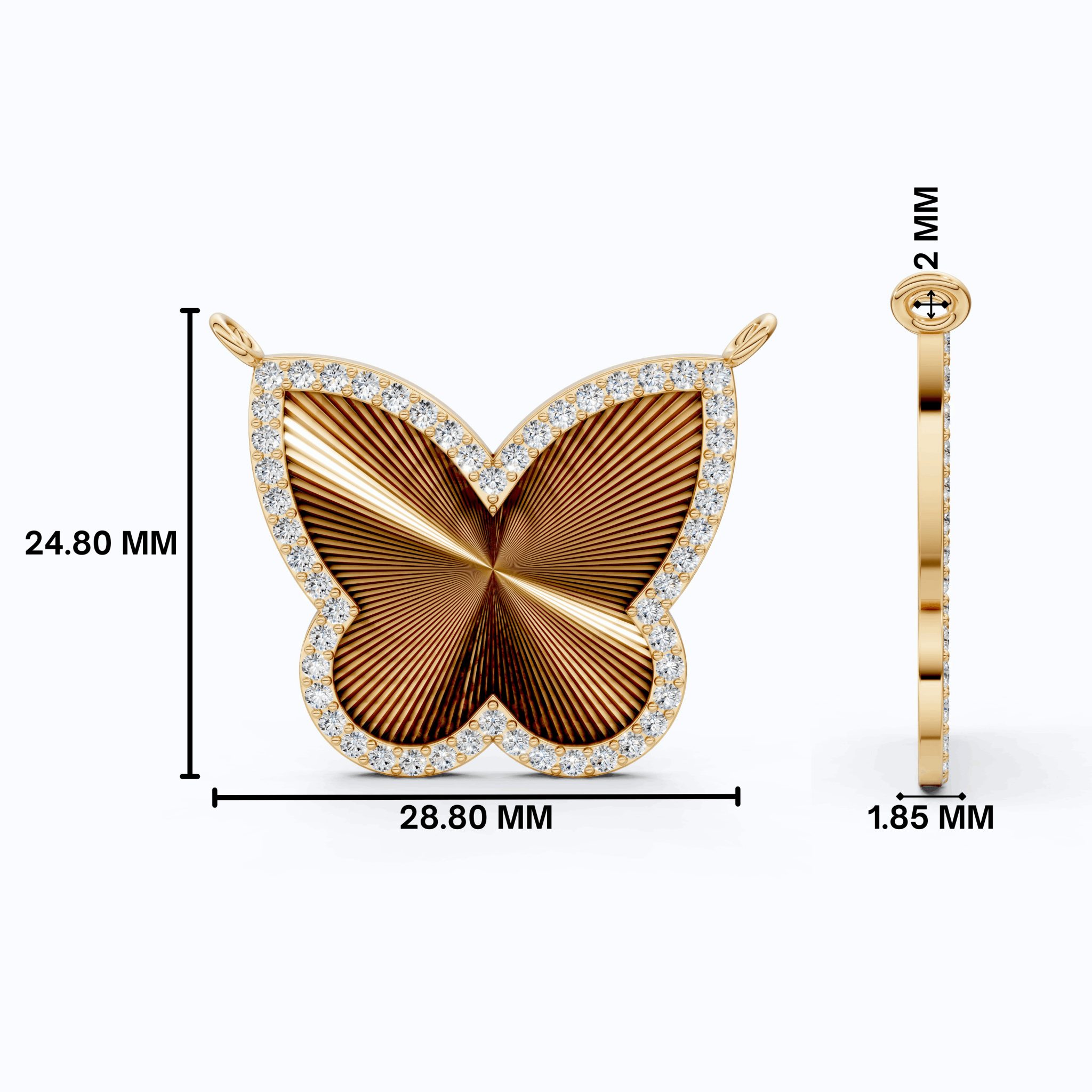 Elegant Bold Butterfly Everyday Pendant in 14k Solid Gold, 0.78 TCW Round Cut Lab Grown Diamonds, Birthday Gift for Fashion Lovers - Shoora Designs