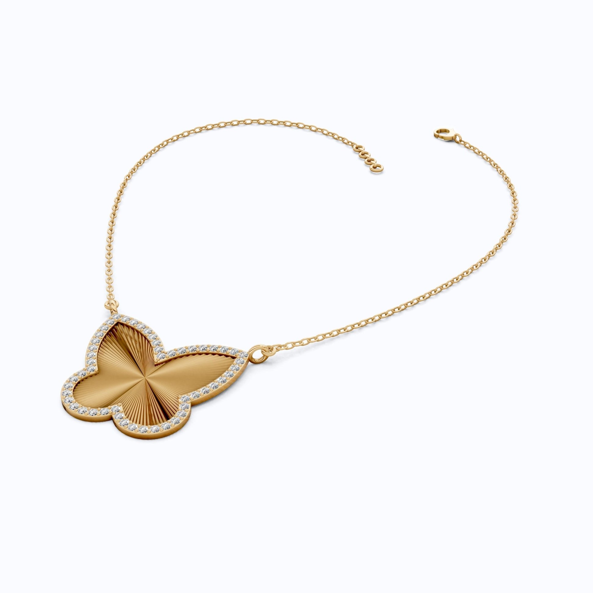 Elegant Bold Butterfly Everyday Pendant in 14k Solid Gold, 0.78 TCW Round Cut Lab Grown Diamonds, Birthday Gift for Fashion Lovers - Shoora Designs