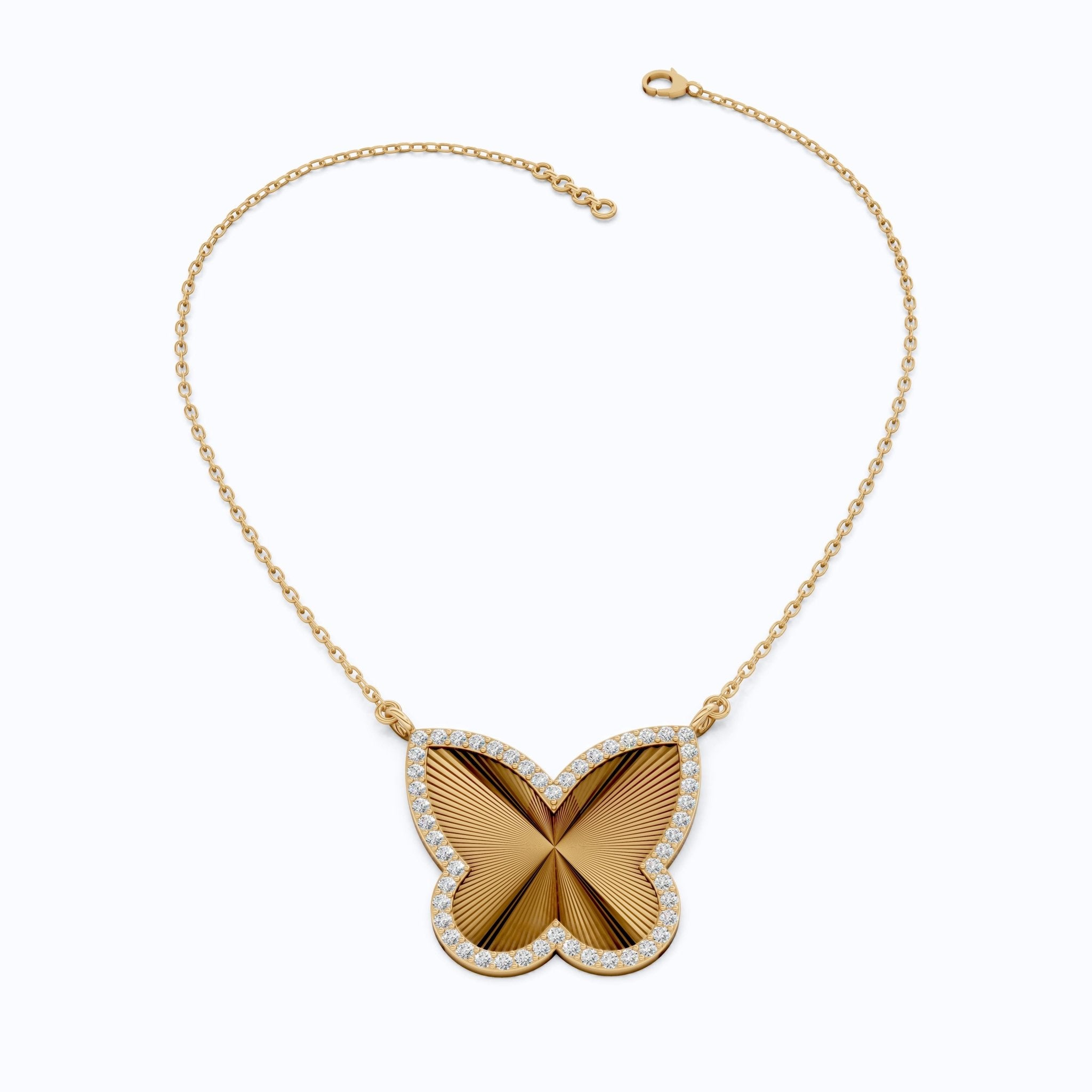Elegant Bold Butterfly Everyday Pendant in 14k Solid Gold, 0.78 TCW Round Cut Lab Grown Diamonds, Birthday Gift for Fashion Lovers - Shoora Designs