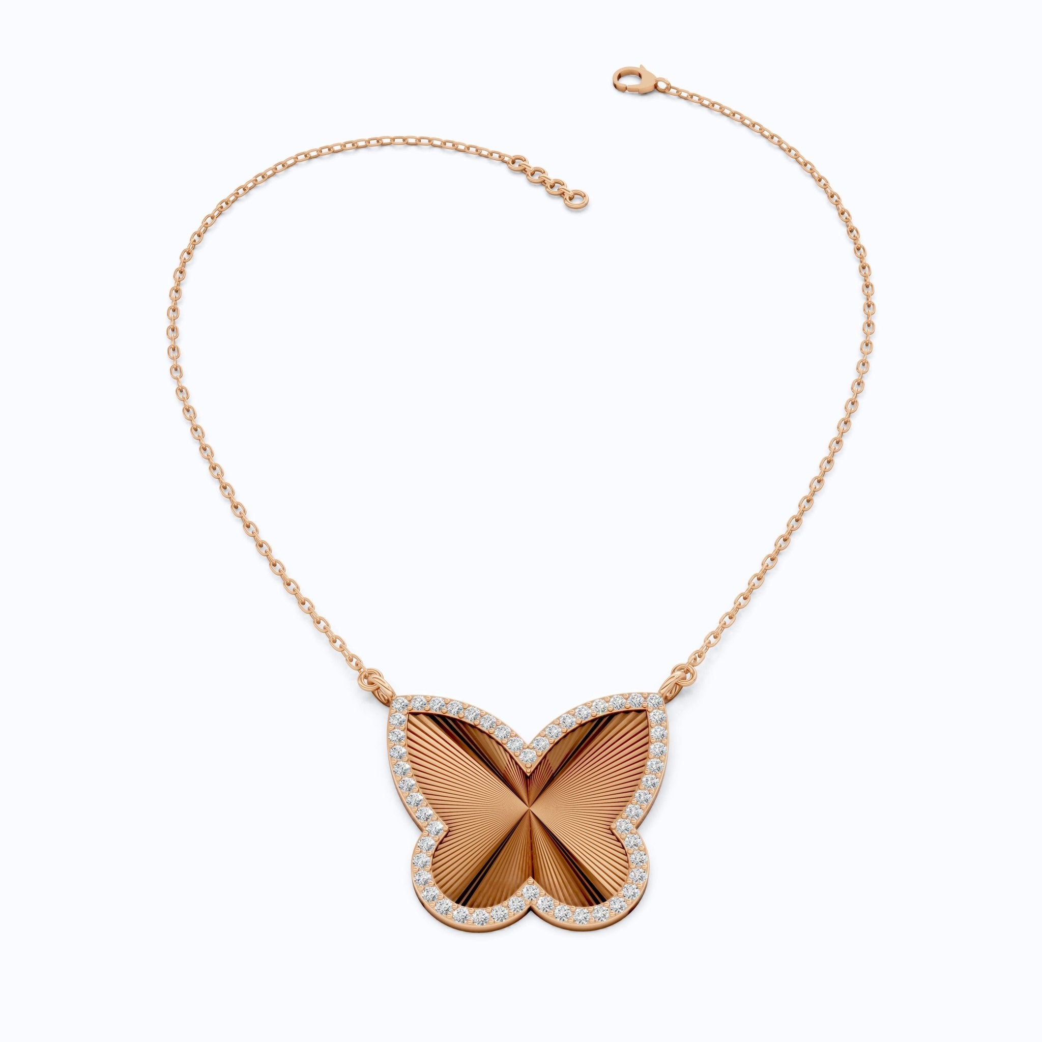 Elegant Bold Butterfly Everyday Pendant in 14k Solid Gold, 0.78 TCW Round Cut Lab Grown Diamonds, Birthday Gift for Fashion Lovers - Shoora Designs