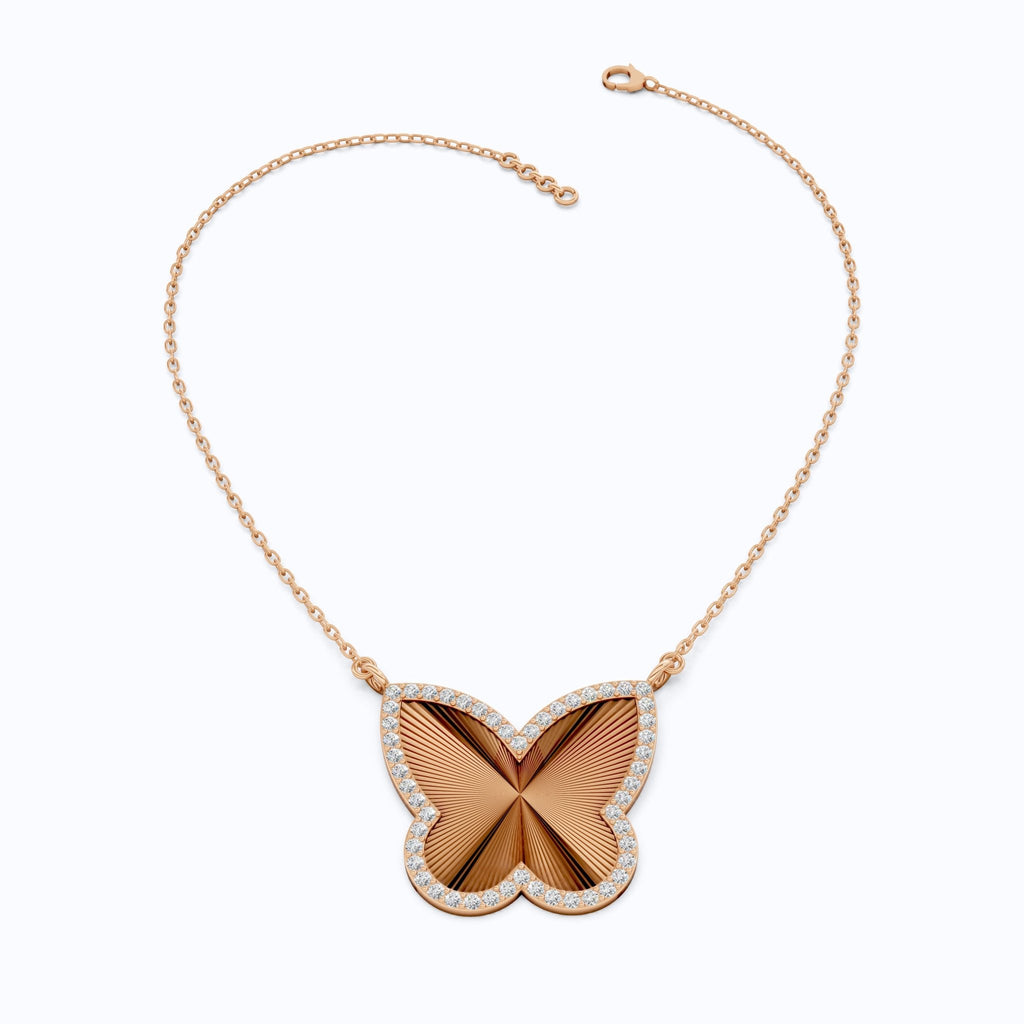 Elegant Bold Butterfly Everyday Pendant in 14k Solid Gold, 0.78 TCW Round Cut Lab Grown Diamonds, Birthday Gift for Fashion Lovers - Shoora Designs