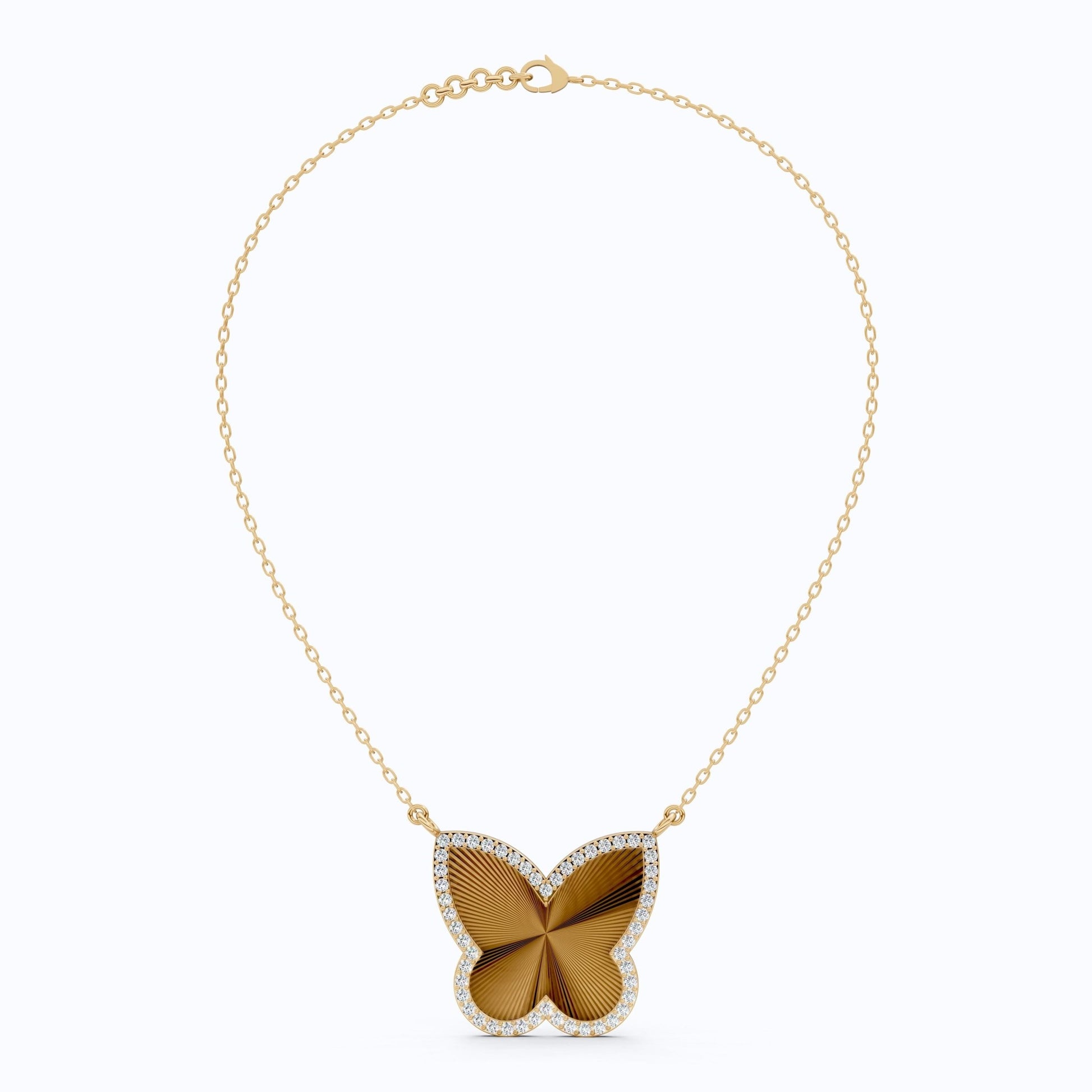 Elegant Bold Butterfly Everyday Pendant in 14k Solid Gold, 0.78 TCW Round Cut Lab Grown Diamonds, Birthday Gift for Fashion Lovers - Shoora Designs