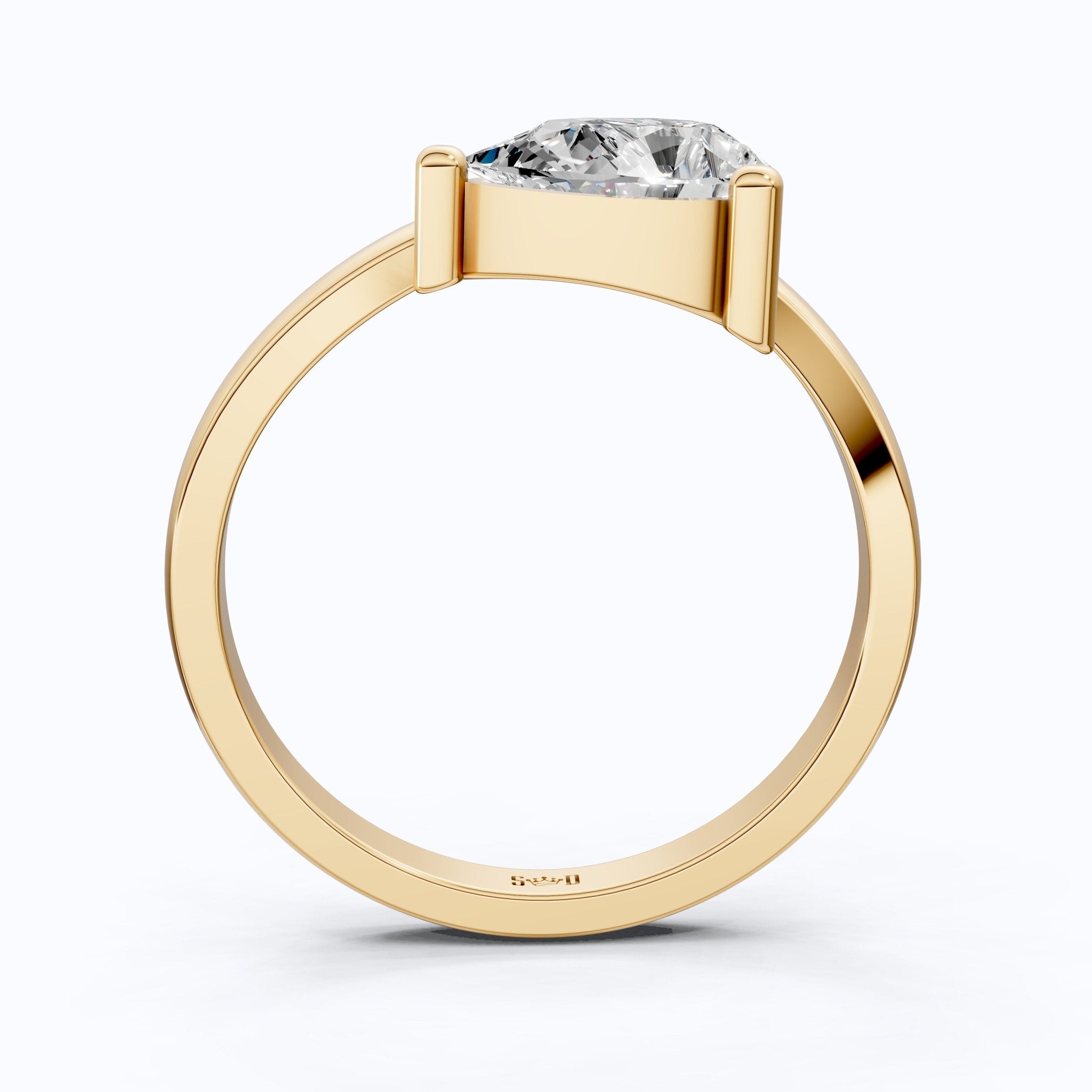 Elegant Curved Band Pear Solitaire Engagement Ring in 14k Solid Gold, 1.00 CT Pear Cut Lab Diamonds, Wedding Gift for Wife - Shoora Designs