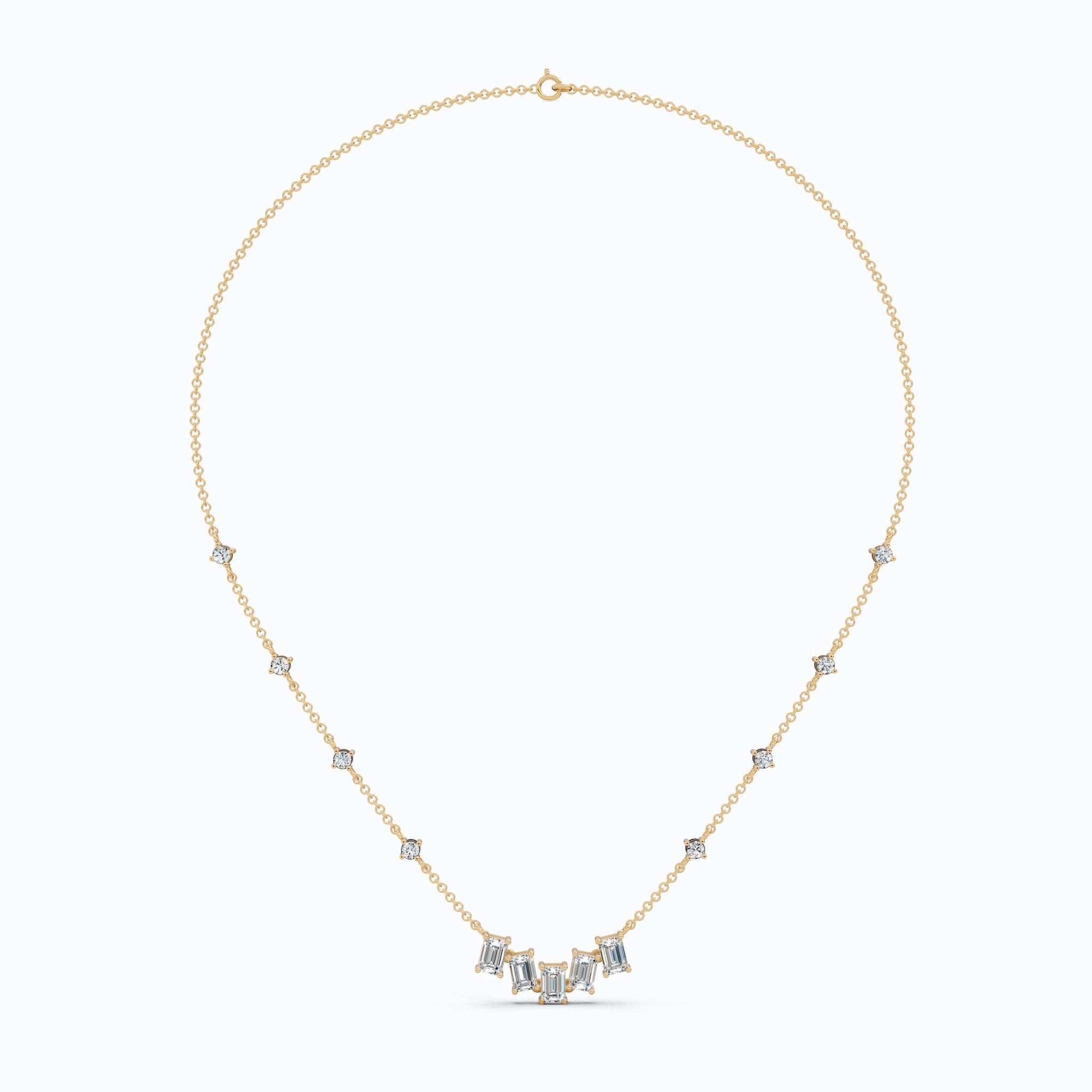 Elegant Five Stone Bar Unique Pendant Necklace with Station Diamonds in Lab Grown Diamond - 14k Solid Gold, Wedding Gift for Her - Shoora Designs