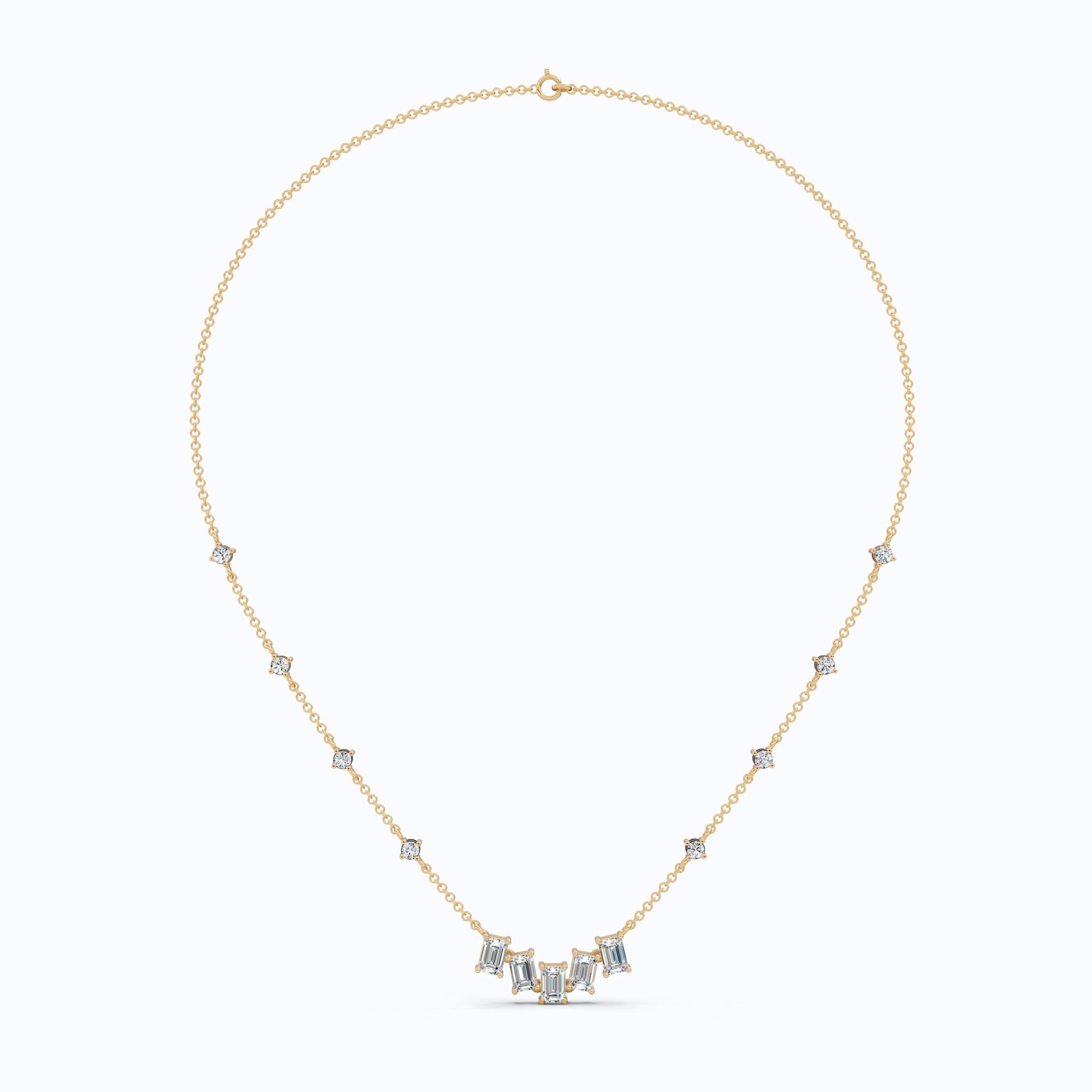 Elegant Five Stone Bar Unique Pendant Necklace with Station Diamonds in Lab Grown Diamond - 14k Solid Gold, Wedding Gift for Her - Shoora Designs