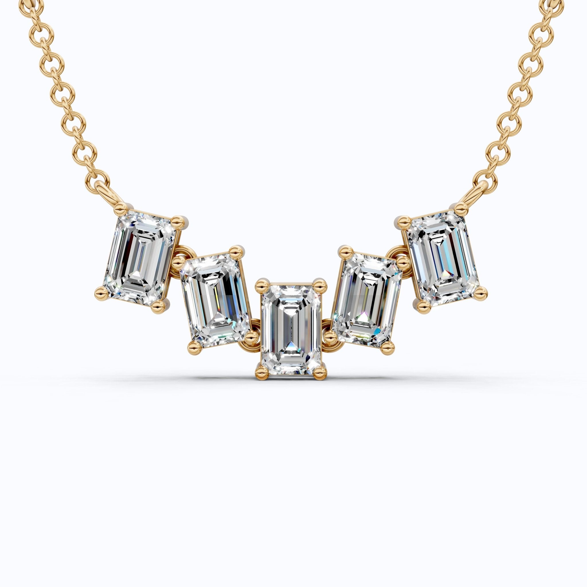 Elegant Five Stone Bar Unique Pendant Necklace with Station Diamonds in Lab Grown Diamond - 14k Solid Gold, Wedding Gift for Her - Shoora Designs
