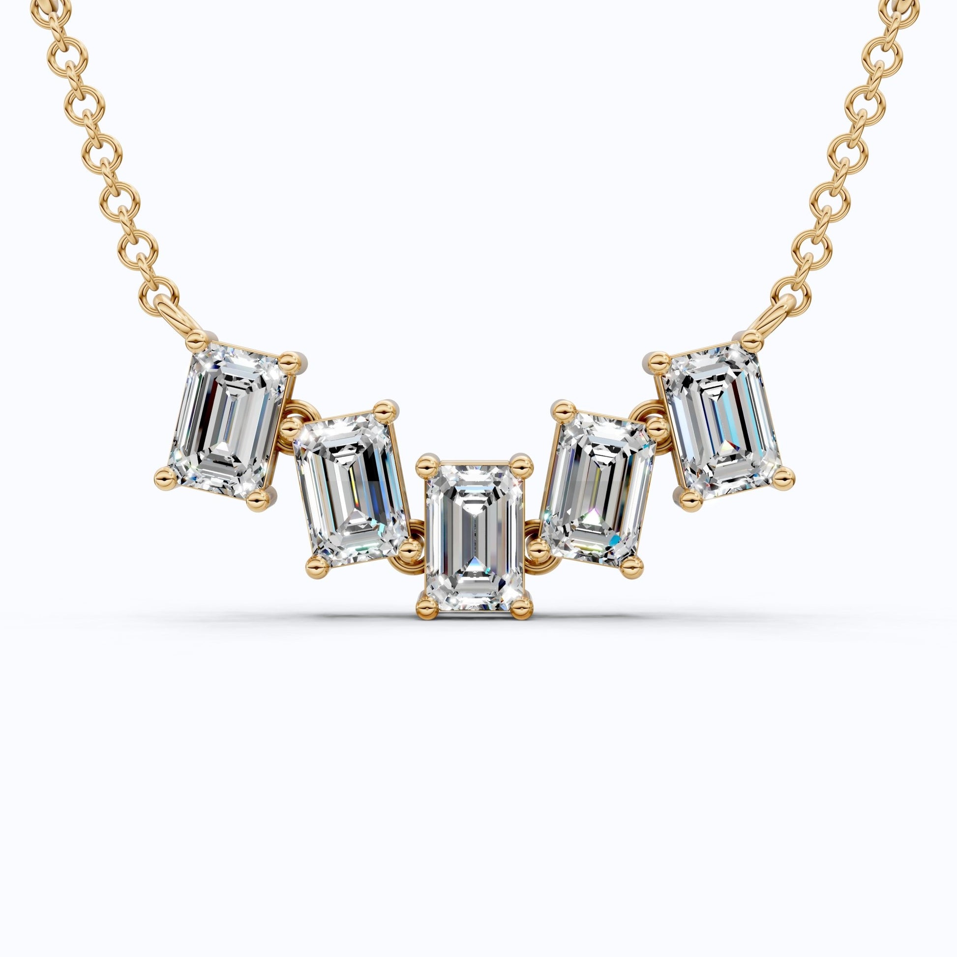 Elegant Five Stone Bar Unique Pendant Necklace with Station Diamonds in Lab Grown Diamond - 14k Solid Gold, Wedding Gift for Her - Shoora Designs